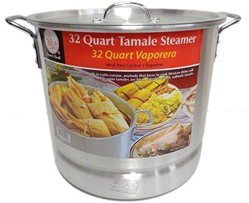 Smart Cook Tamale Steamer Vaporera Stock Pot Aluminum Tamale/Steamer 1 Set of 52 quart + 40 quart +32 quart + 24 quart +20 quart with steamer inserts and lids.