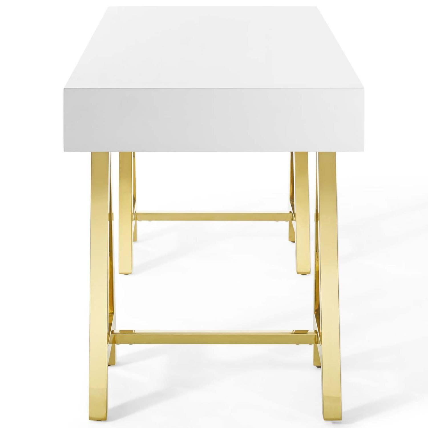 Modway Modway Jettison Office Desk, Gold White