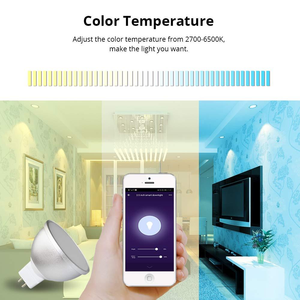 BENEXMART BENEXMART Gu5.3 LED Bulb MR16 12V WiFi Alexa Google Home Assistant IFTTT Tuya Smart Life APP Remote Control RGB LED Light Dimmer Lamp (2 Pack)