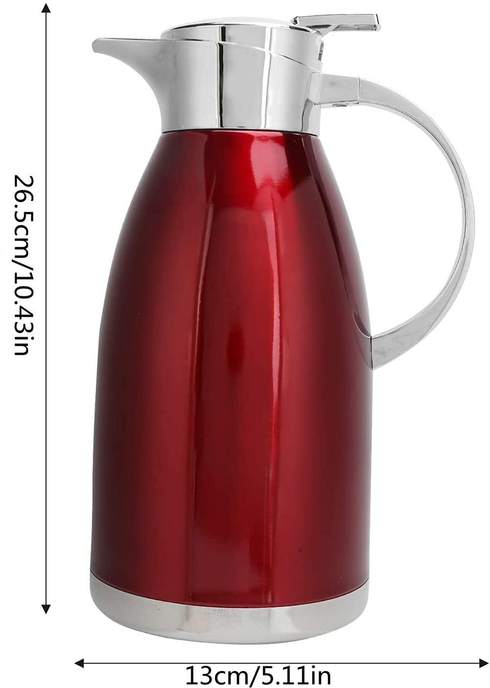VIXPET Stainless Steel Coffee Carafe, 1.8L Thermal Carafe Coffee jug Vacuum Insulated Double Wall Thermal Coffee Carafe -Red