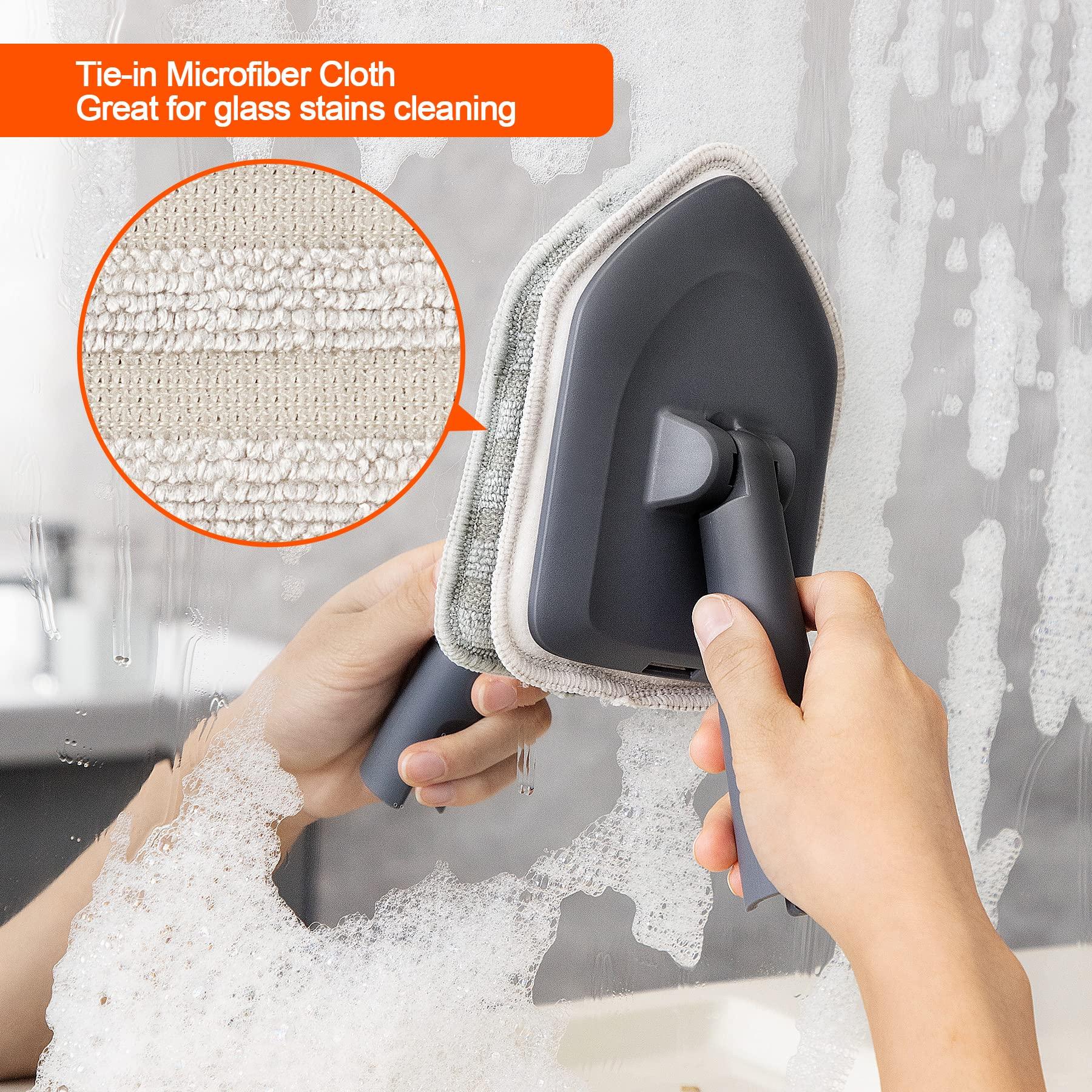 CLEANHOME CLEANHOME Tile Tub Scrubber Brush with 3 Different Function Cleaning Heads and 56\" Extendable Long Handle-No Scratch Shower Scrubber for Cleaning Bathroom Kitchen Toilet Wall,Bathtub,Sink,Grey