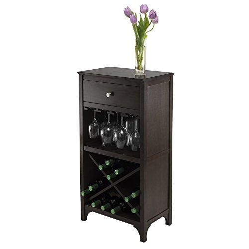 Winsome Winsome Ancona X Shelf Modular Wine Cabinet With 1-Drawer, Glass Rack, Dark Espresso (92745)