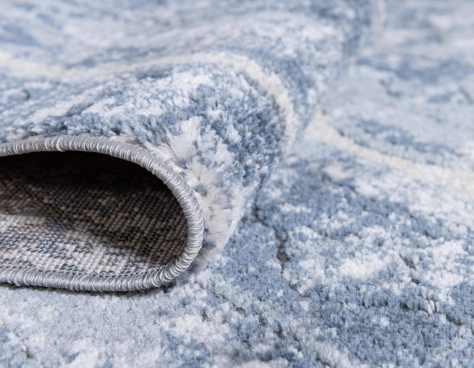 Rugs.com Rugs.com Oregon Collection Rug 8 Ft Square Blue Low-Pile Rug Perfect for Living Rooms, Kitchens, Entryways