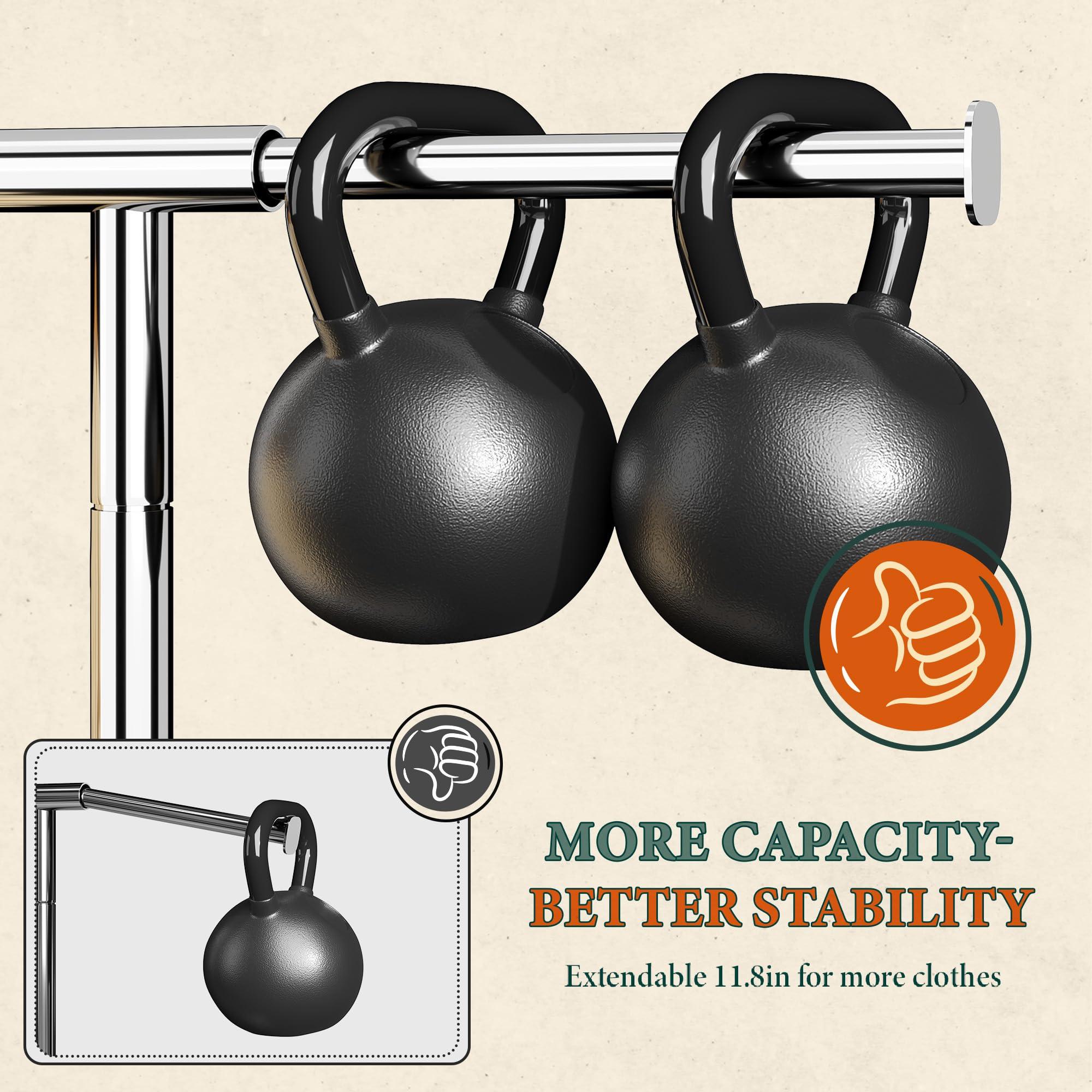 Raybee Raybee Heavy Duty Clothes Rack, Clothing Rack Load 485 LBS, Metal Garment Rack, Rolling Clothes Racks for Hanging Clothes, Portable Clothes Rack with Sturdy Wheels