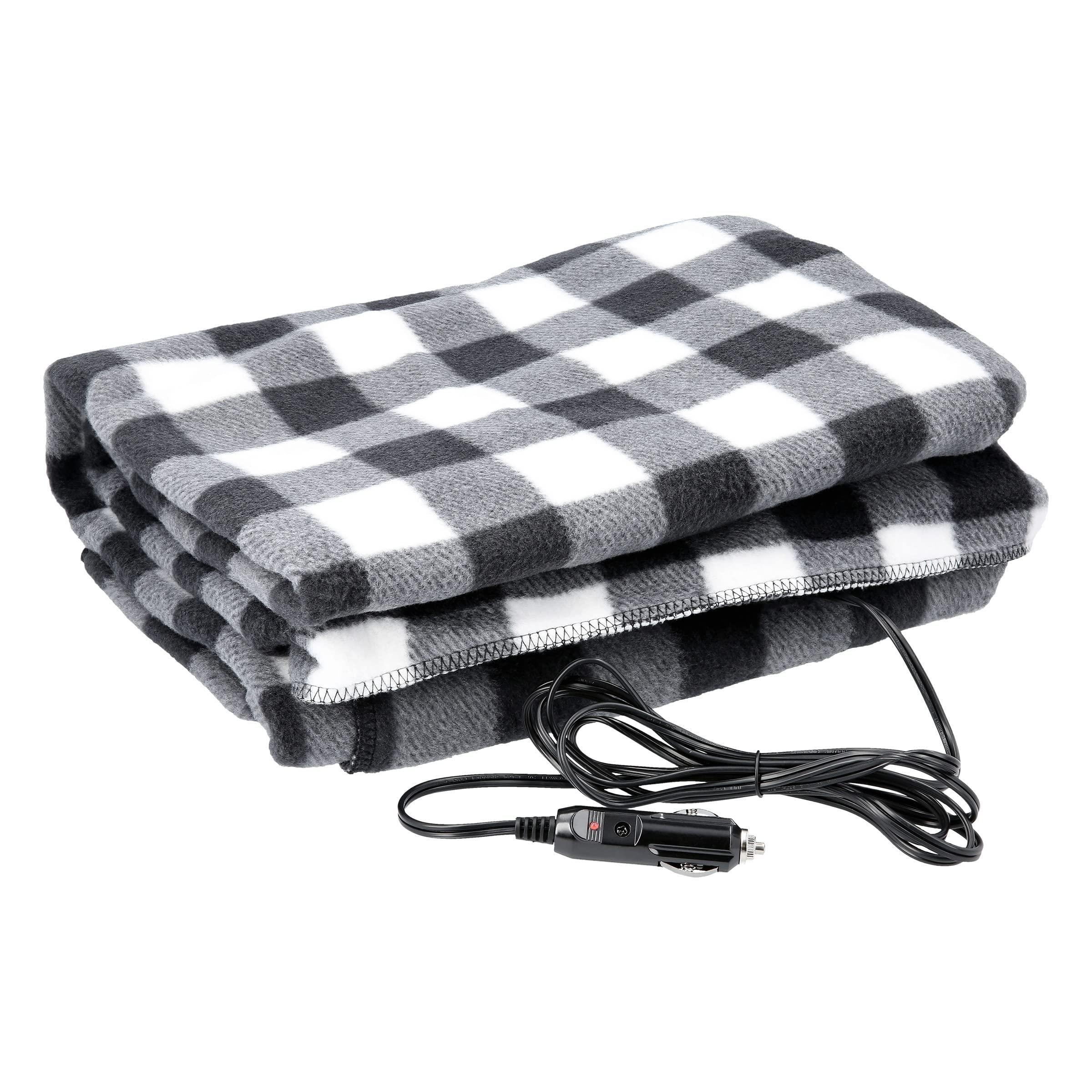 Wemune 12V Car Heated Blanket, Fleece Heating Blanket Car Electric Blanket Travel with 3 Speed Fast Heating for Men Women, Cold Weather, Home&Office, Car Travel Use 150x100cm