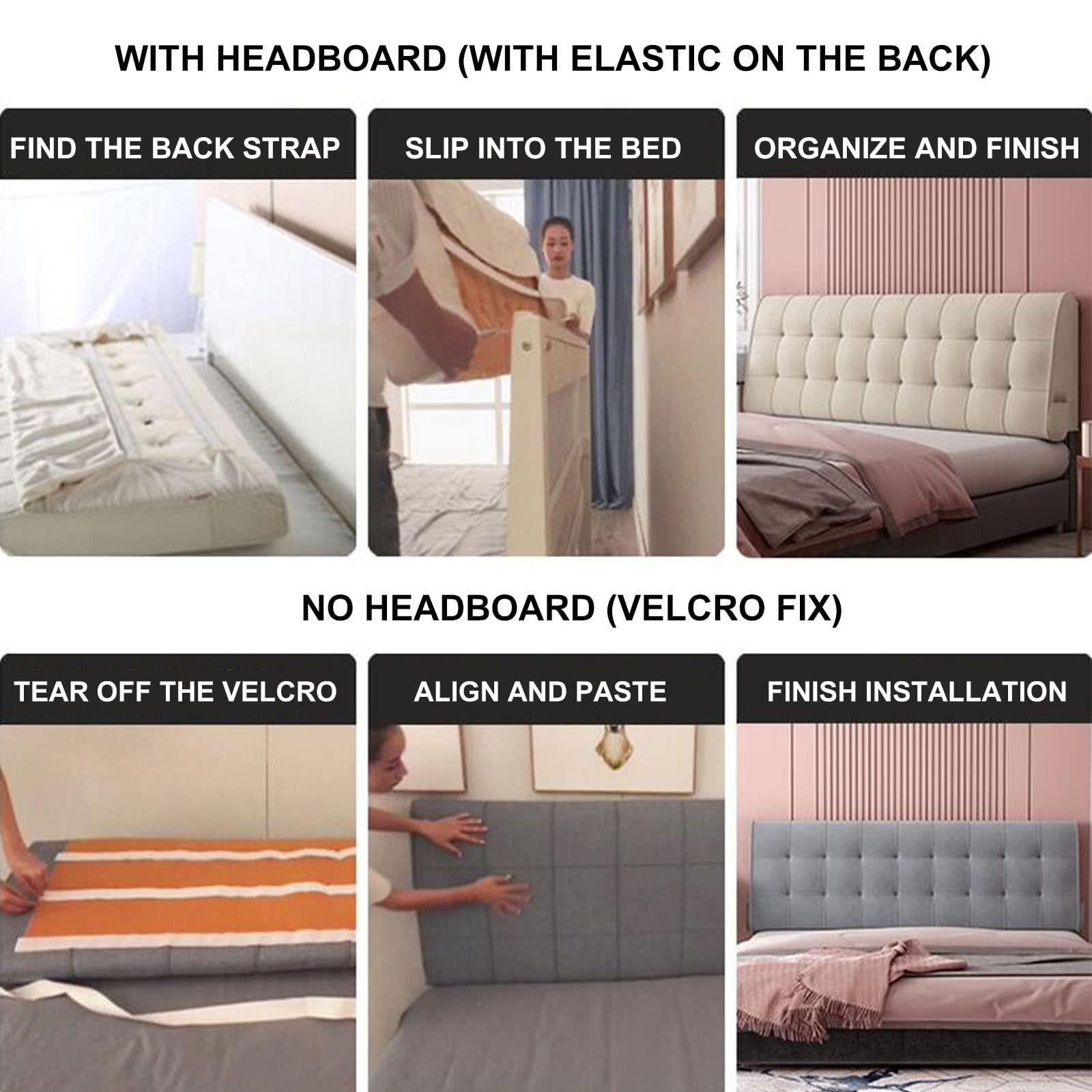 ZZYY Bed Headboard Queen Size Tufted Button Upholstered Headboard Modern Wipeable Technical Cloth Full Size Headboards for Home Bedroom - Back Tape Installation,Deep grey,59"/150cm(Queen)