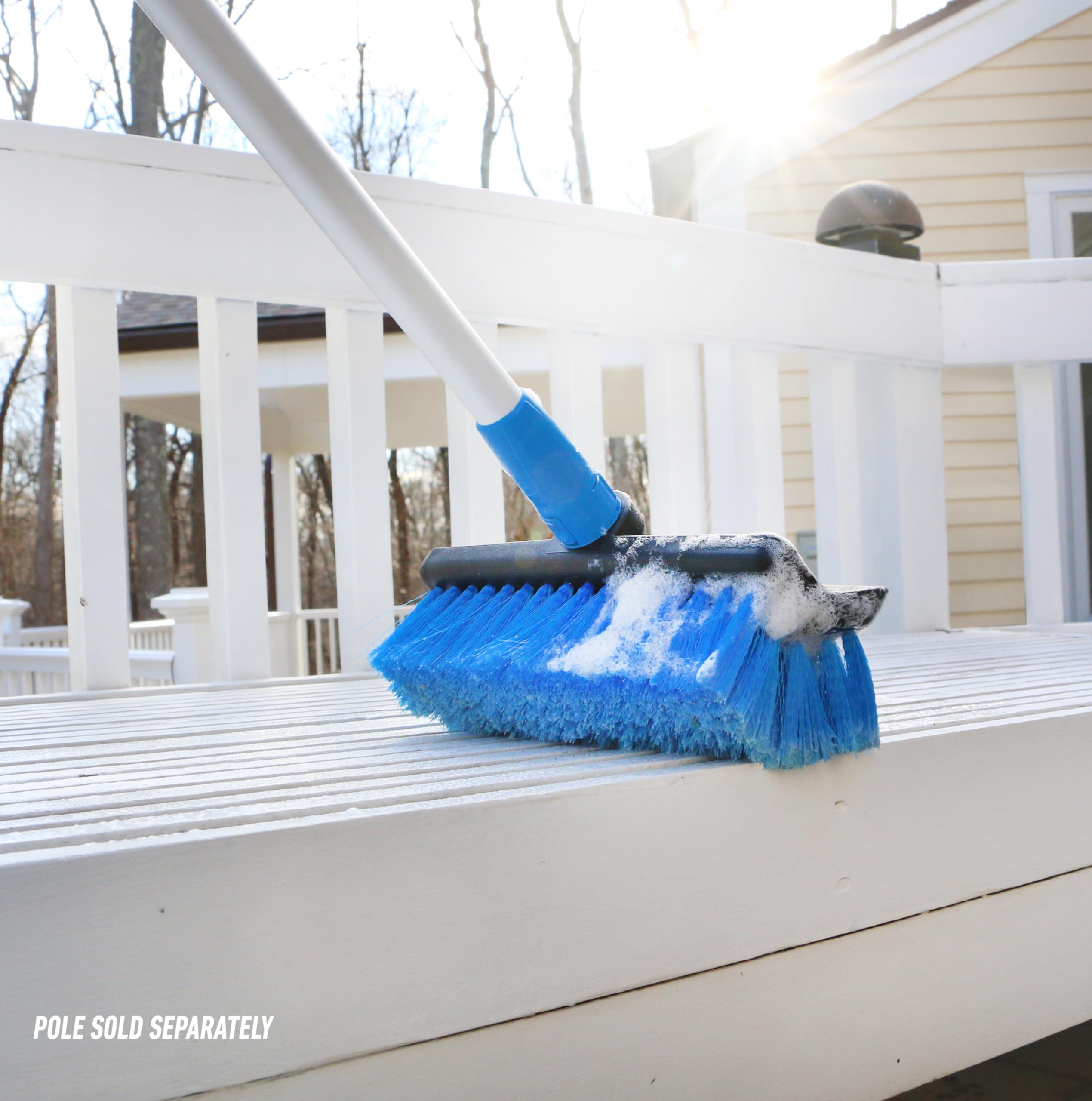 Unger Unger Professional Lock-On 10 Bi-Level Soft Wash Brush  Compatible with Lock-On 48\" Water-Flow Pole, Cleaning Brush, Wash Brush, Outdoor Brush, Great for Patios, Siding, Windows, Cars & Boats