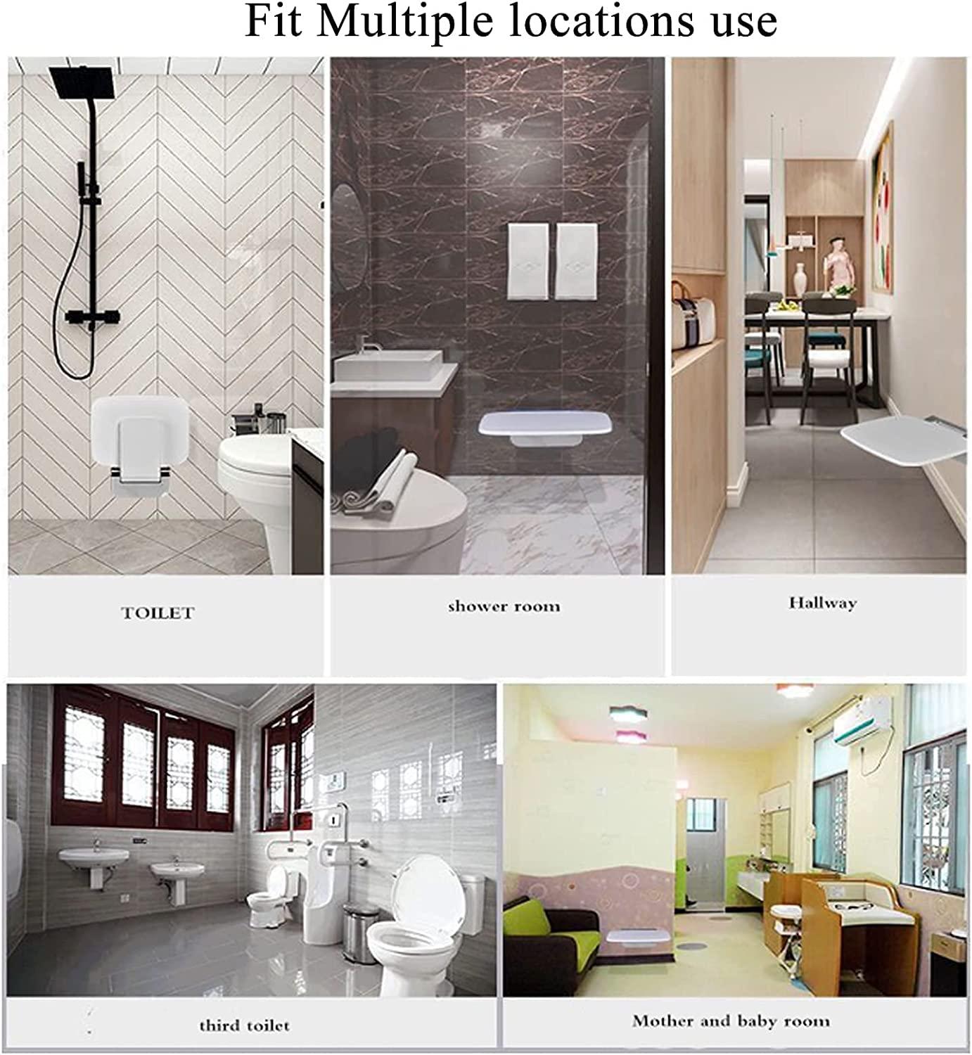 SHANSHUIYICHENG Wall-Mounted Foldable Shower Seat Bathroom Stool Folding Shower Seats and Benches, Folding Seat for Shower Bathroom Accessories Stool for Bath Chair Wall Mount Disabled Douche Chair