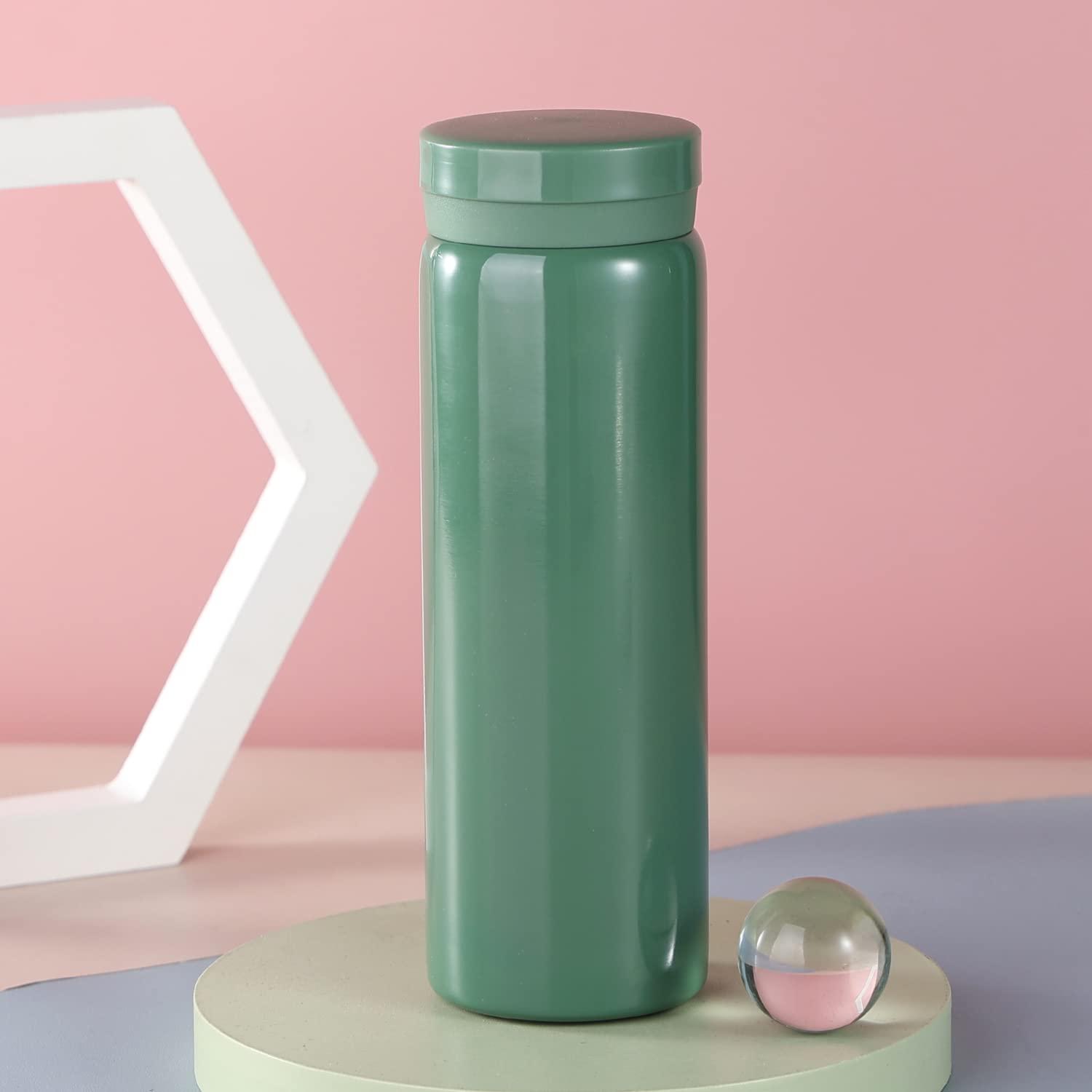 Boenkush 10oz Mini Water Bottle Stainless Steel Thermos Small Flask - Insulated Vacuum, Leak Proof, Keeps Drinks Hot/Cold - Ideal for Coffee, Tea, Water - Green