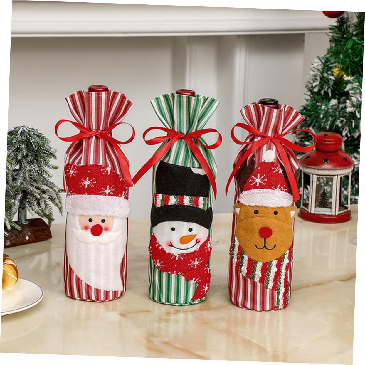 NOLITOY NOLITOY 3pcs Decor Christmas Ornaments Christmas Supplies Bottle Topper Cover Christmas Party Bottle Cover Wine Supply Bottle Cover Xmas Bottle Covers Cloth Elder Wine Bottle Cover