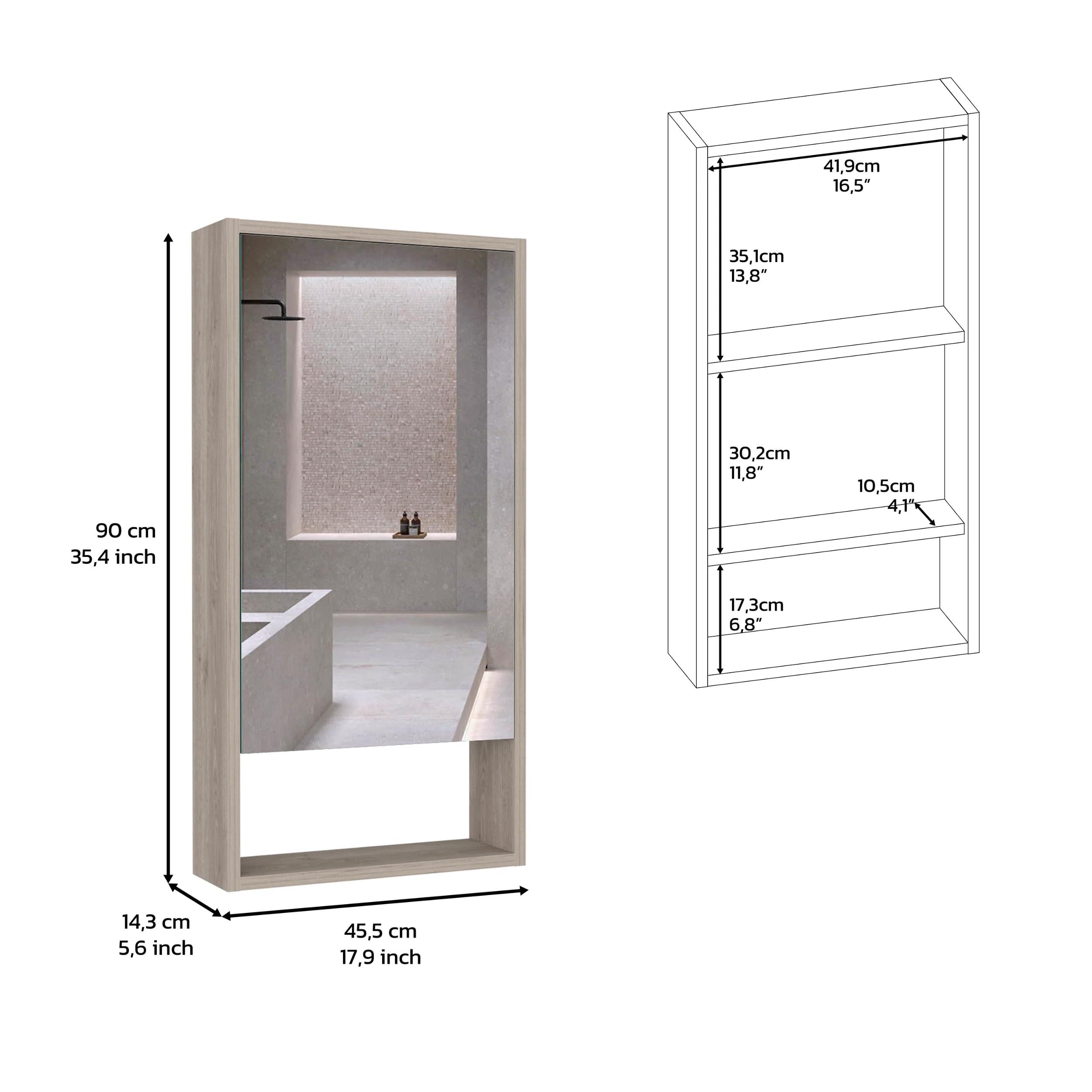 leoglint leoglint Medicine Cabinet Irvine, One External Shelf, Light Gray Finish