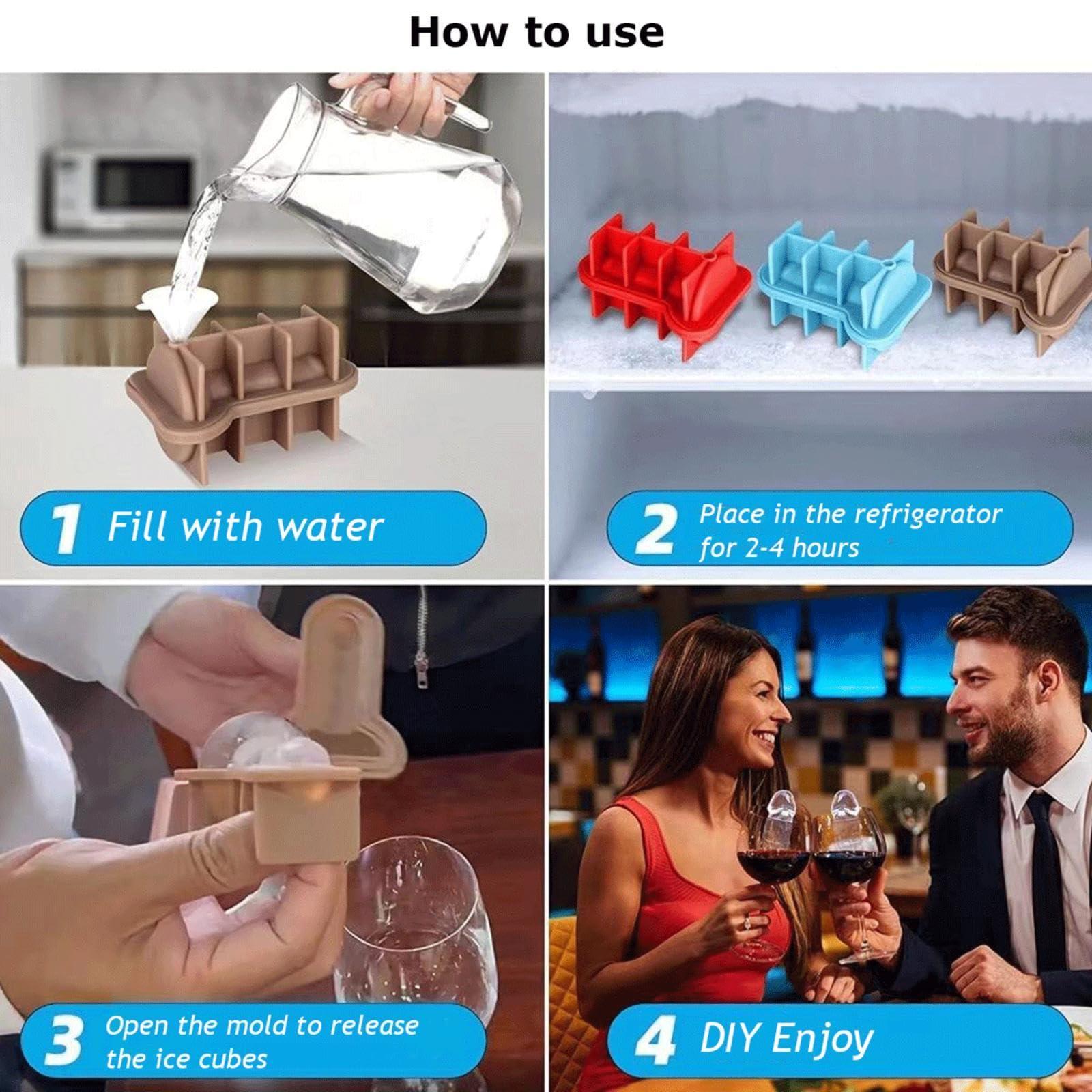 FBITE Novelty Ice Cube Tray, 3D Party Prank Silicone Ice Cube Tray - Novelty Ice Cube Tray for Keep Drinks Chilled, for Funny Gifts,4Pcs