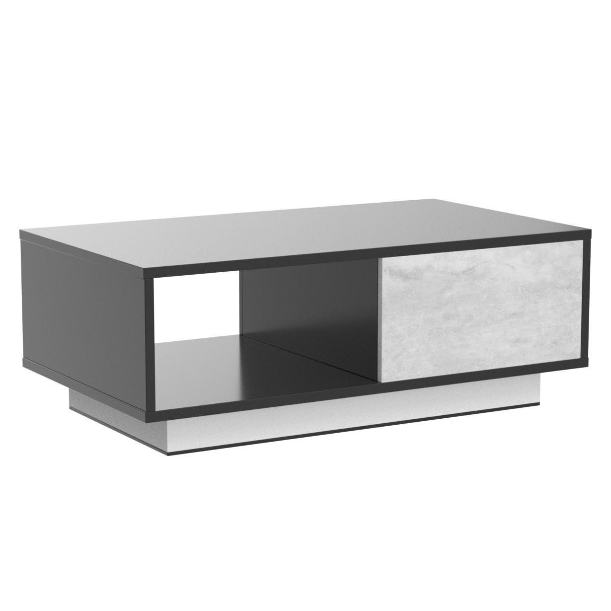 HOMMPA HOMMPA Small LED Coffee Tables for Living Room Grey Coffee Table with LED Lights Modern Low Profile Center Table with High Gloss Table Top for Small Place 13\" Tall