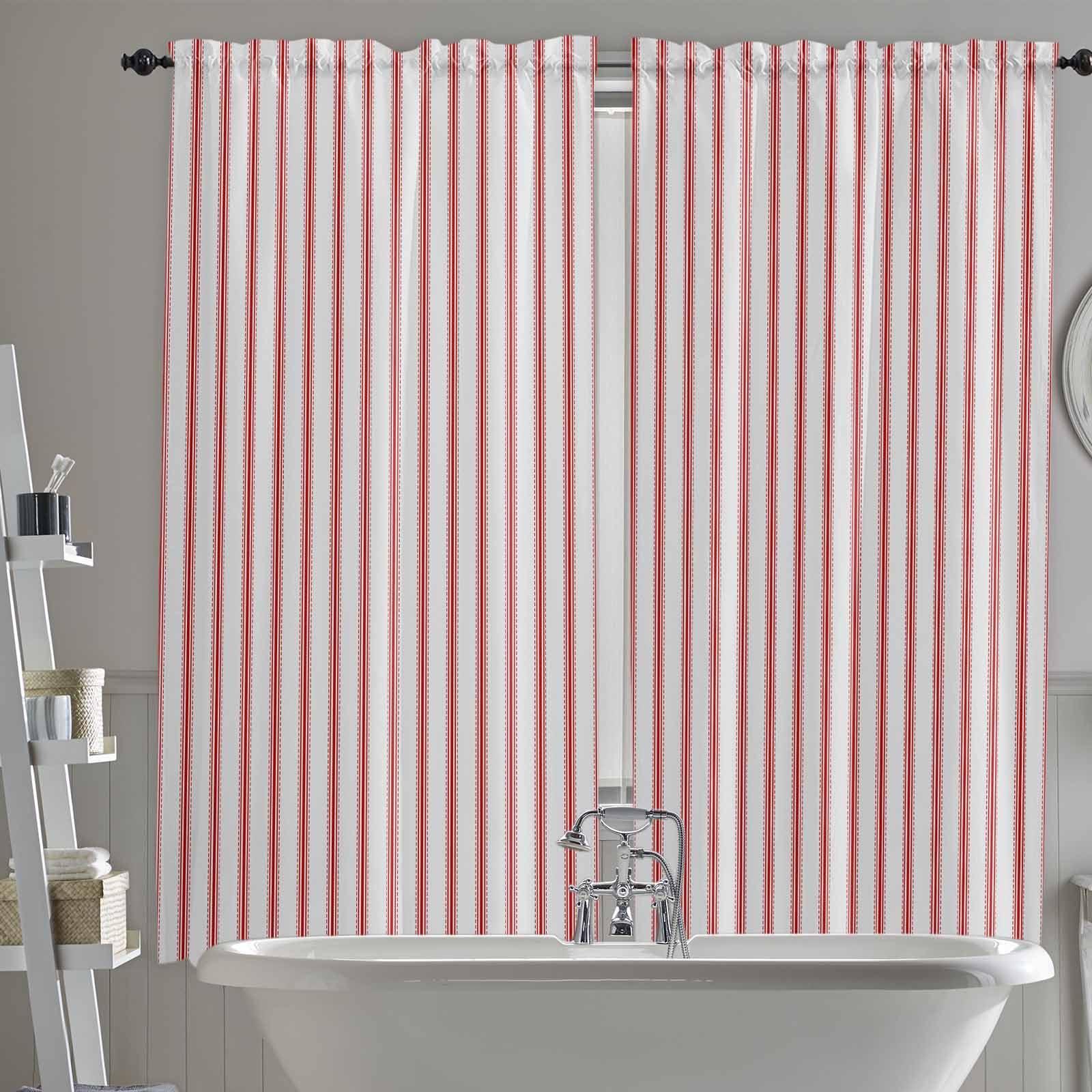 Debedcor Debedcor Red Striped Window Curtains 72 Inch Length, Farmhouse Modern Red Stripes Rod Pocket Kitchen Window Treatments Drapes for Bedroom, Cafe, Living Room, 2 Panels, 52 W x 72 L