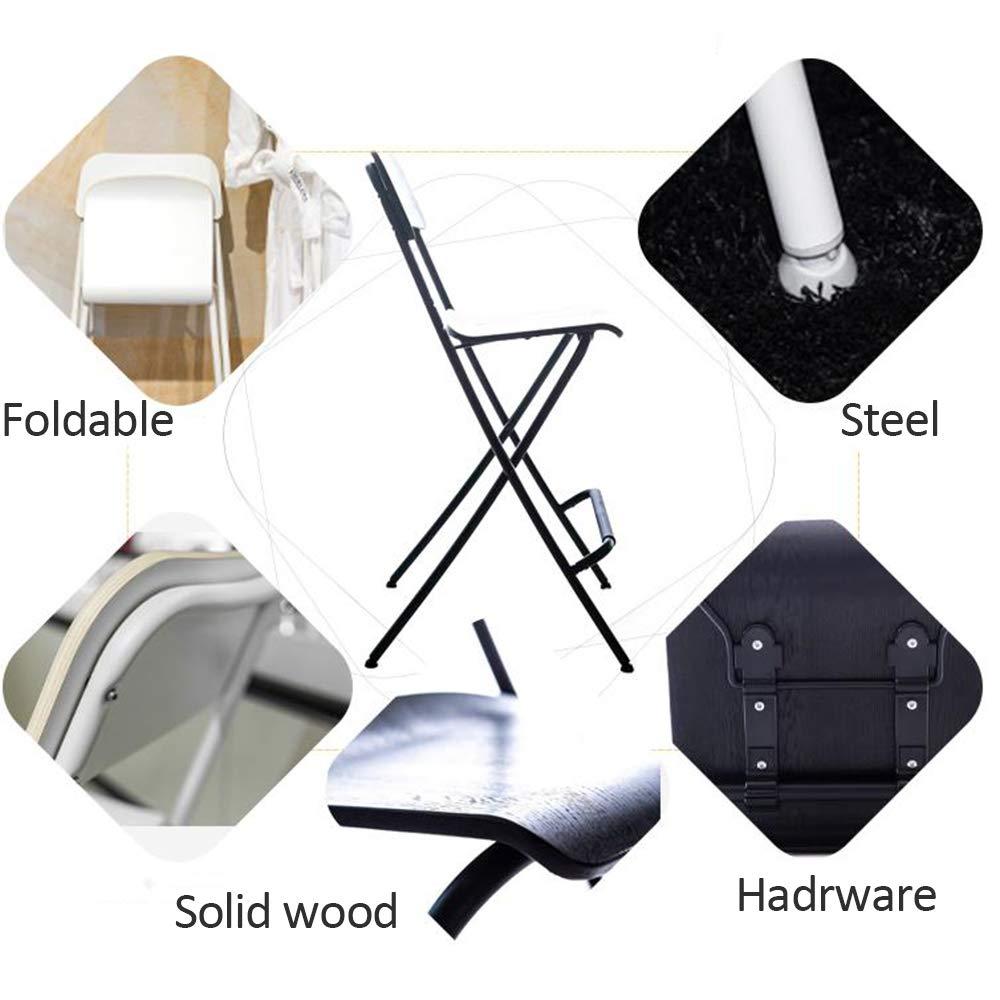 GDHY GDHY Folding BarStools Metal Kitchen Bar Chairs with Back Wooden Seat Counter Bar Stool 25 Inch High Collapsible Bar Stool Chairs (Black/White)