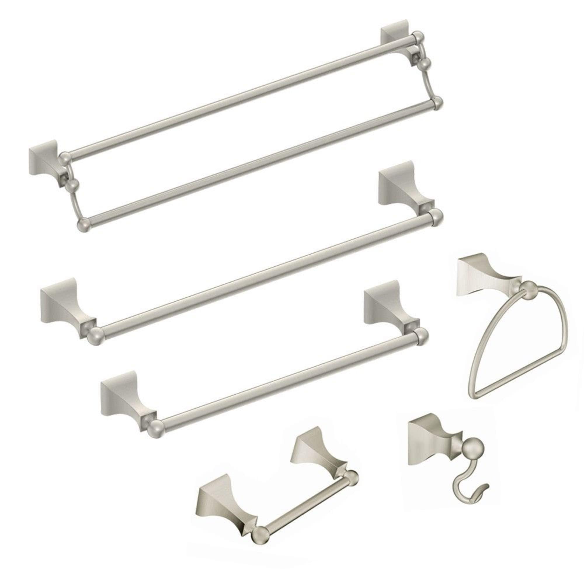Moen Moen Retreat Brushed Nickel Double Post Pivoting Toilet Paper Holder, Wall Mounted Toilet Roll Holder, DN8308BN