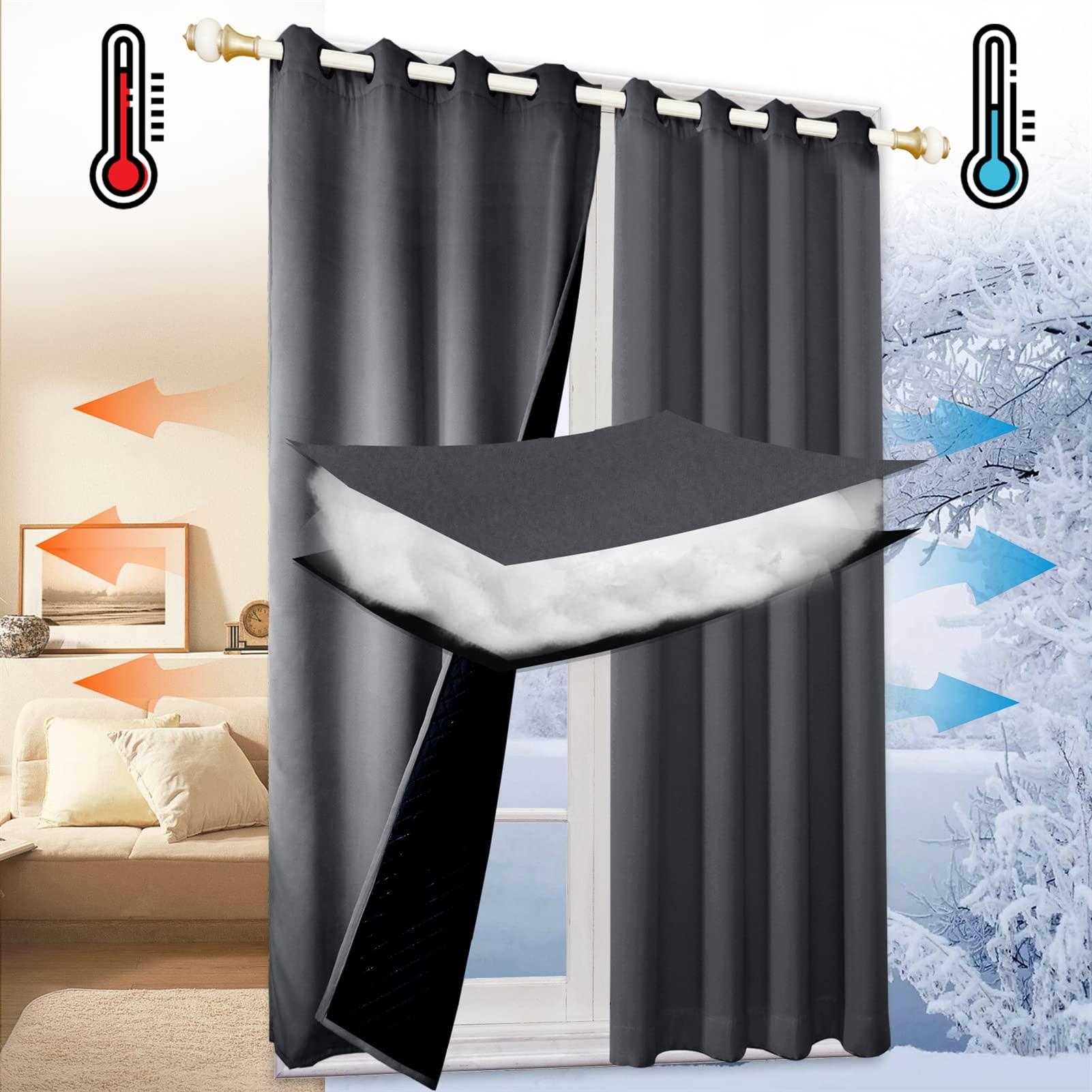 SK Studio SK Studio Blackout Window Curtain Panels, Thermal Insulated Heat and Full Light Blocking Drapes with Black Liner Grommet Curtain 2 Panels, Green, W55 x L96 Inch