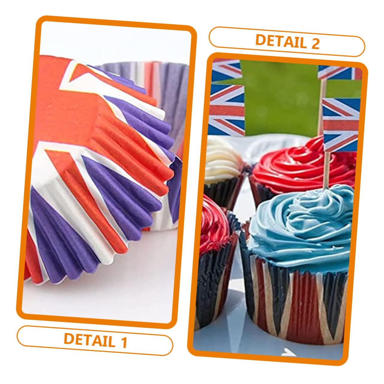 CATIEBYE CATIEBYE Heatproof 200pcs Union Jack Cake Cups British Flag Baking Muffin Cases Paper Liners for Baking Snacking