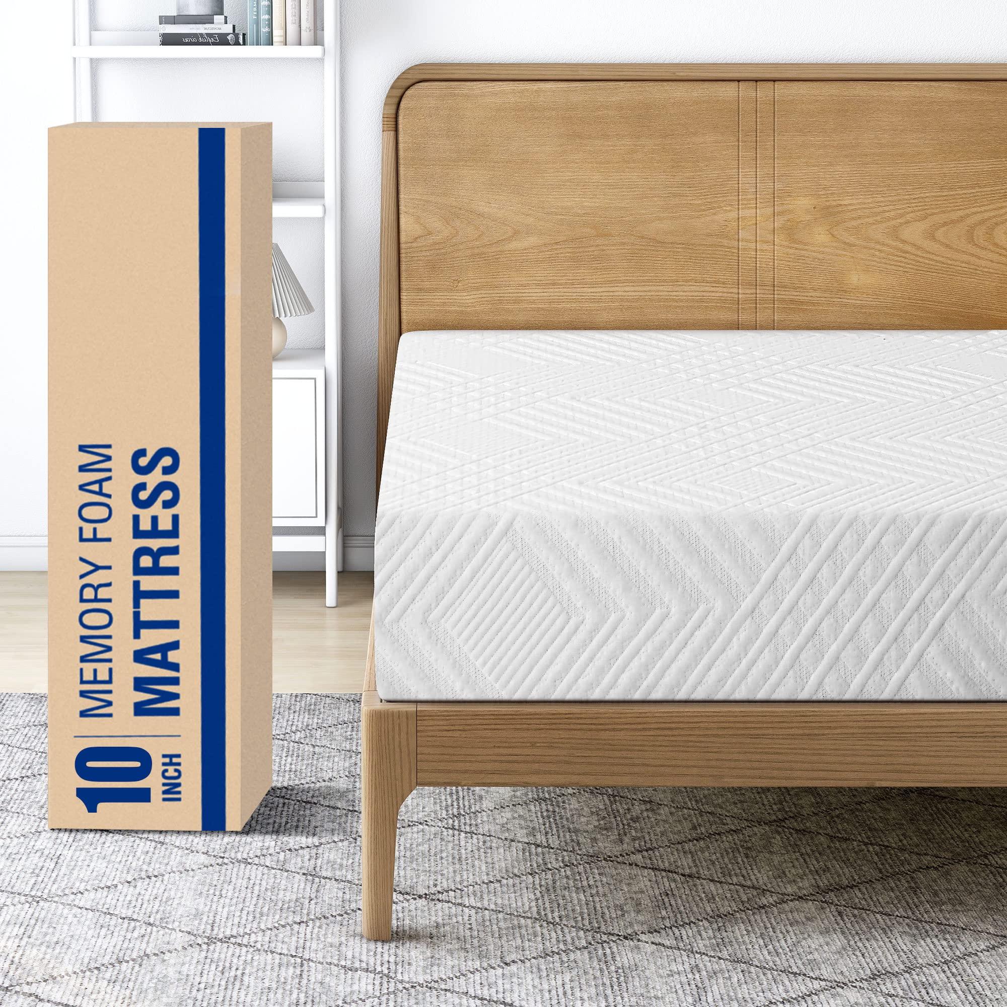 LIFERECORD LIFERECORD 10 inch Full Mattress in a Box, Gel Memory Foam Mattresses Made in USA for Full Bed, Medium Feeling, White