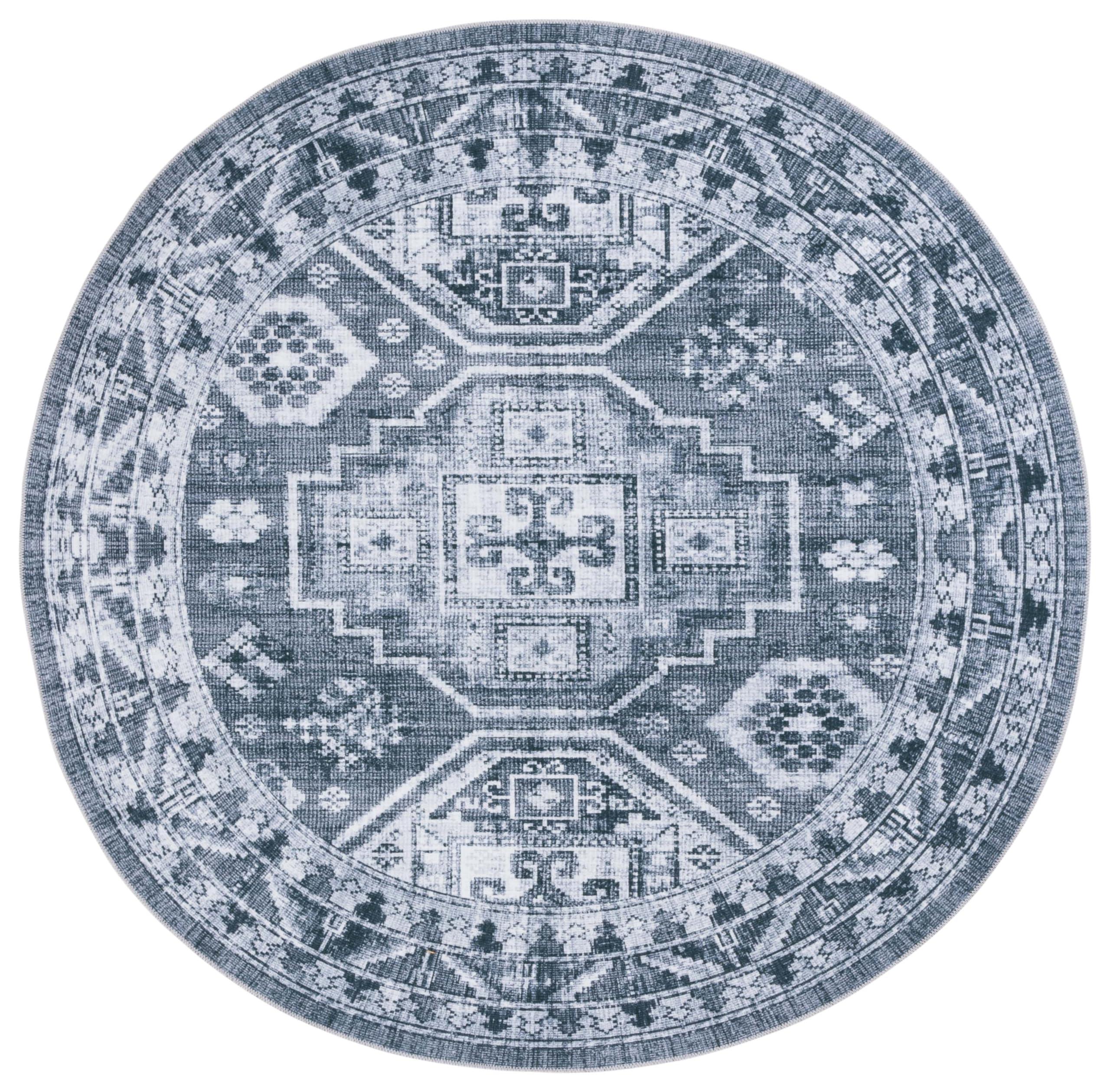 Safavieh SAFAVIEH Arizona Collection Round Rug - 6' Round, Grey Green & Ivory, Traditional Design, Washable & Slip Resistant, Ideal for High Traffic Areas in Living Room, Bedroom & Dining Room (ARZ108F-6R)