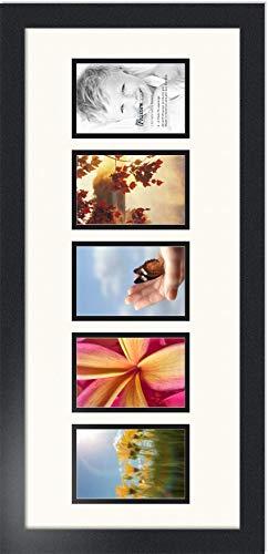 ArtToFrames Art to Frames Double-Multimat-1183-824/89-FRBW26079 Collage Photo Frame Double Mat with 5 - 3.75x5.75 Openings and Satin Black Frame