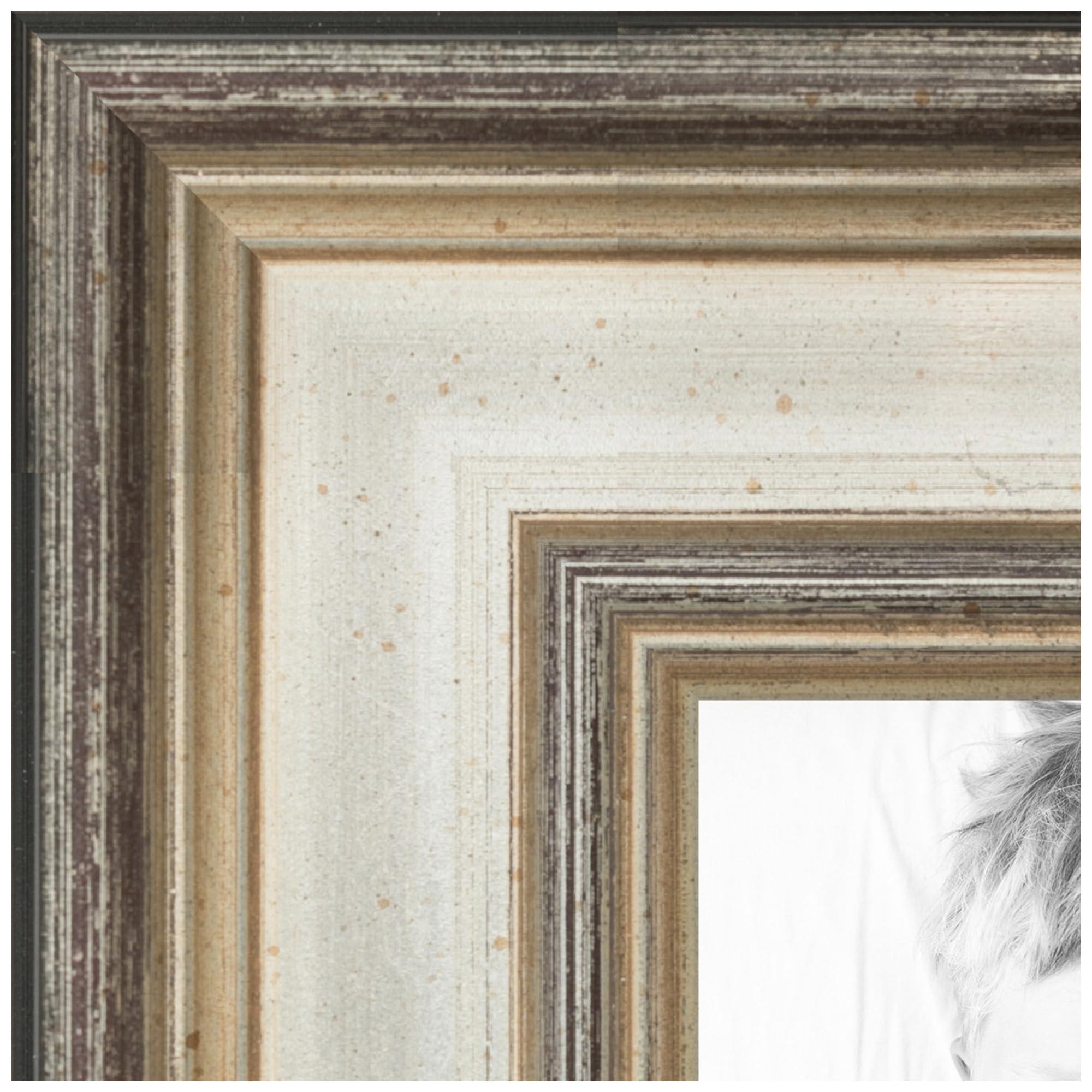 ArtToFrames ArtToFrames 10x15 CM / 3.94x5.91 INCH Silver Picture Frame, This 1.38 Inch Custom Wood Poster Frame is Antique Silver Panel - Comes with Regular Glass and Corrugated Backing (CMWOMD8981-10x15)