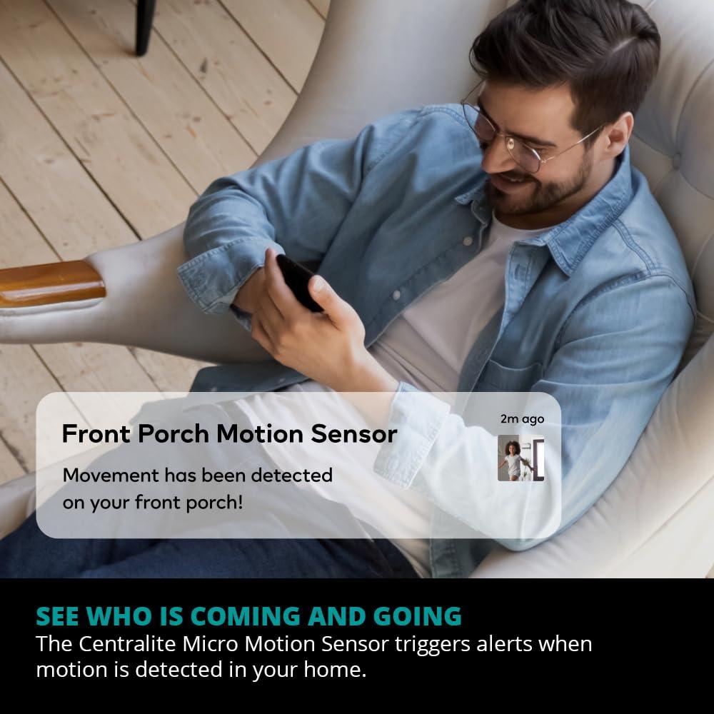 Centralite Centralite by Ezlo Micro Motion Sensor - Home Automation and Security - Lighting Scenes, Security Alarm, Alerts upon Motion Detection - Zigbee