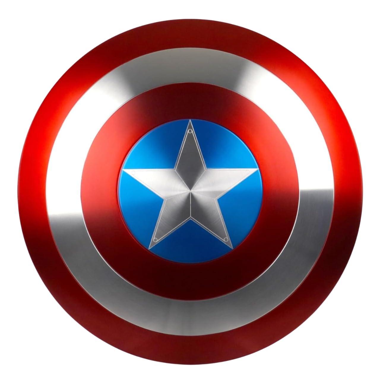 HYLXZ Captain America Shield Metal, Stainless Steel Rust free, Marvel Legends Series, Captain America Premium Role Play Shield, Adult Fan Costume & Collectible, Wall Decor, Leather Grip. Full Size