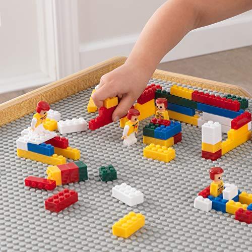 KidKraft KidKraft Reversible Wooden Activity Table with Board with 195 Building Bricks  Gray & Natural, Gift for Ages 3+