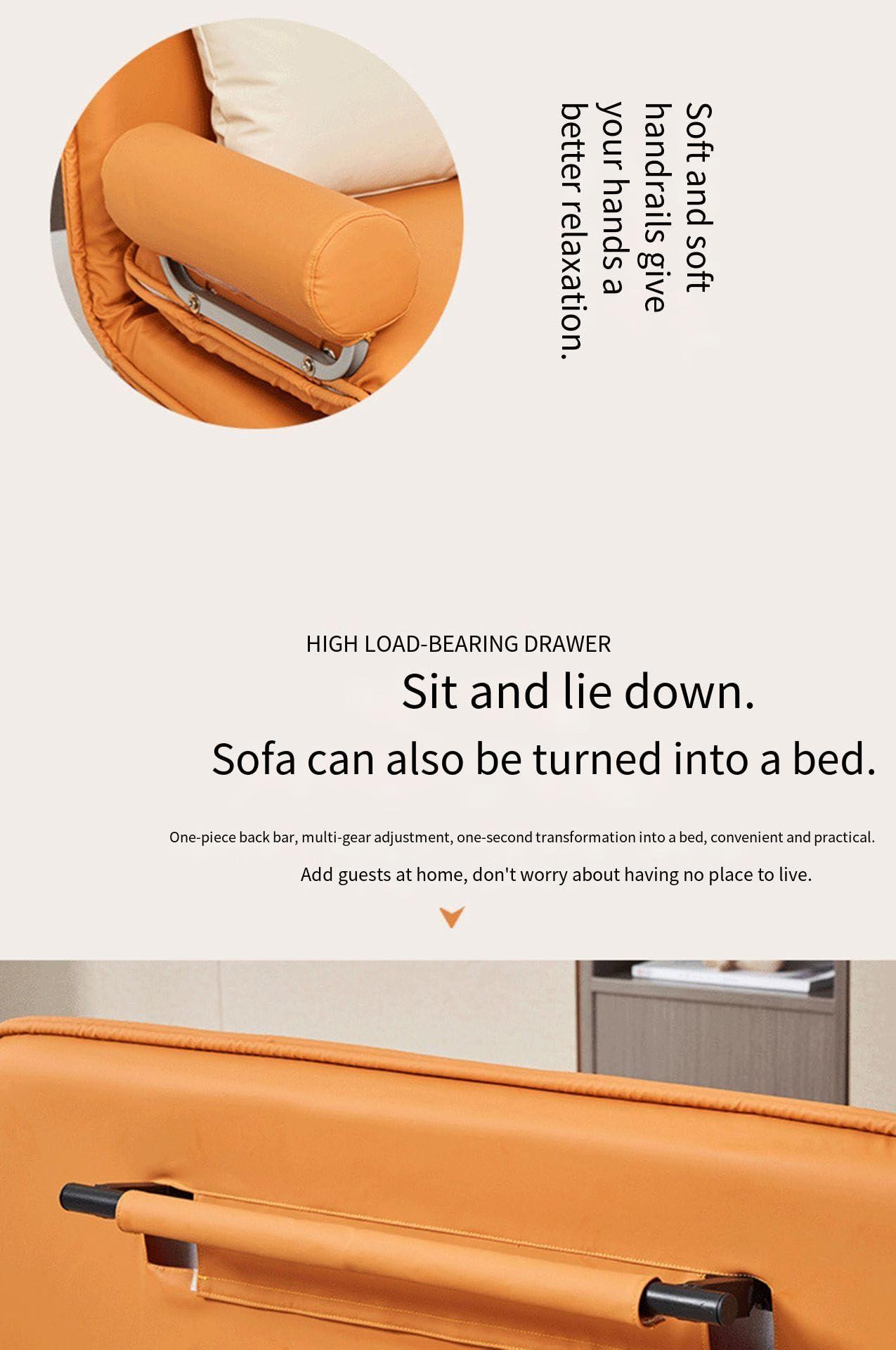 ESRADA Sofa Bed, Small Room Apartment Folding Guest Bed, Nordic High-end Folding Sofa Bed, Easily Assemble Couch C-120cm