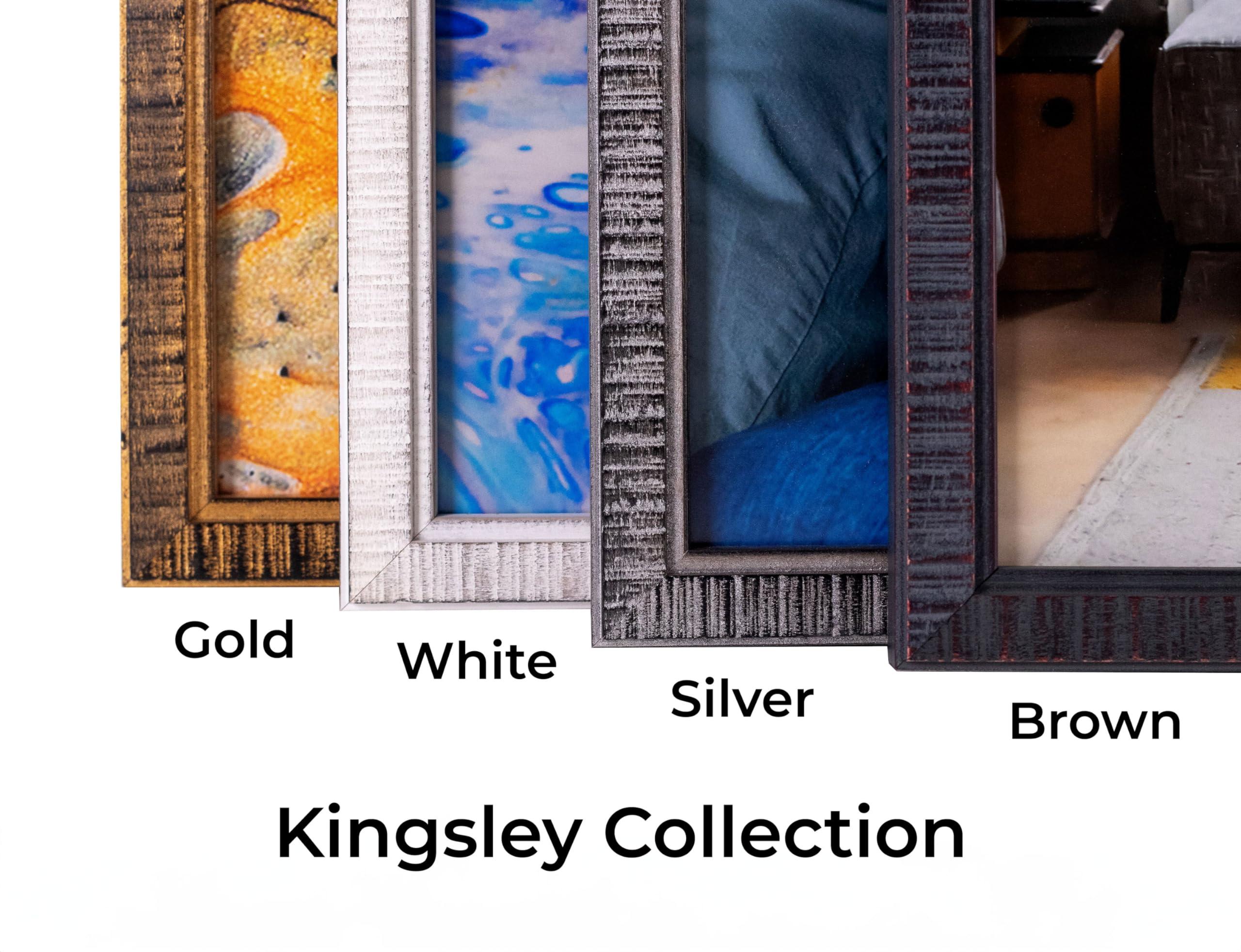 CustomPictureFrames.com 27x9 Frame Silver Grey Distressed Solid Wood Picture Frame | 0.75 Inch Moulding Width | Interior Depth 0.5 Inches | Kingsley Silver Rustic Frame with UV Acrylic, Foam Board Backing & Hanging Hardware