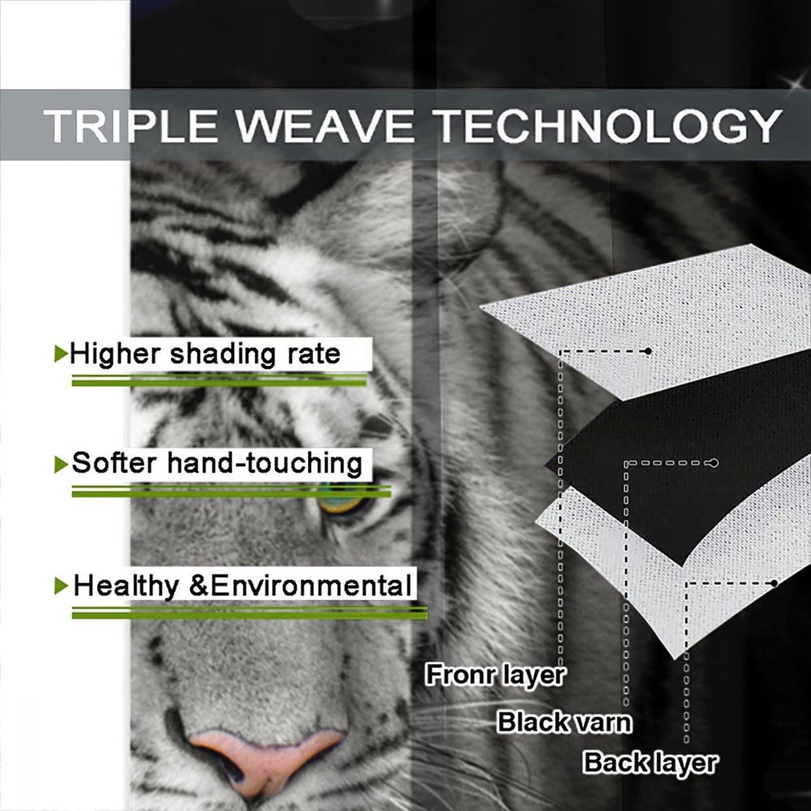 YCness Tiger Curtain for Bedroom, Blue Rose Leopard Kid Curtains Africa Wildlife Animal Theme Window Treatment, White Tiger Flower Drapes 2 Panel Sets,84x84 Inch