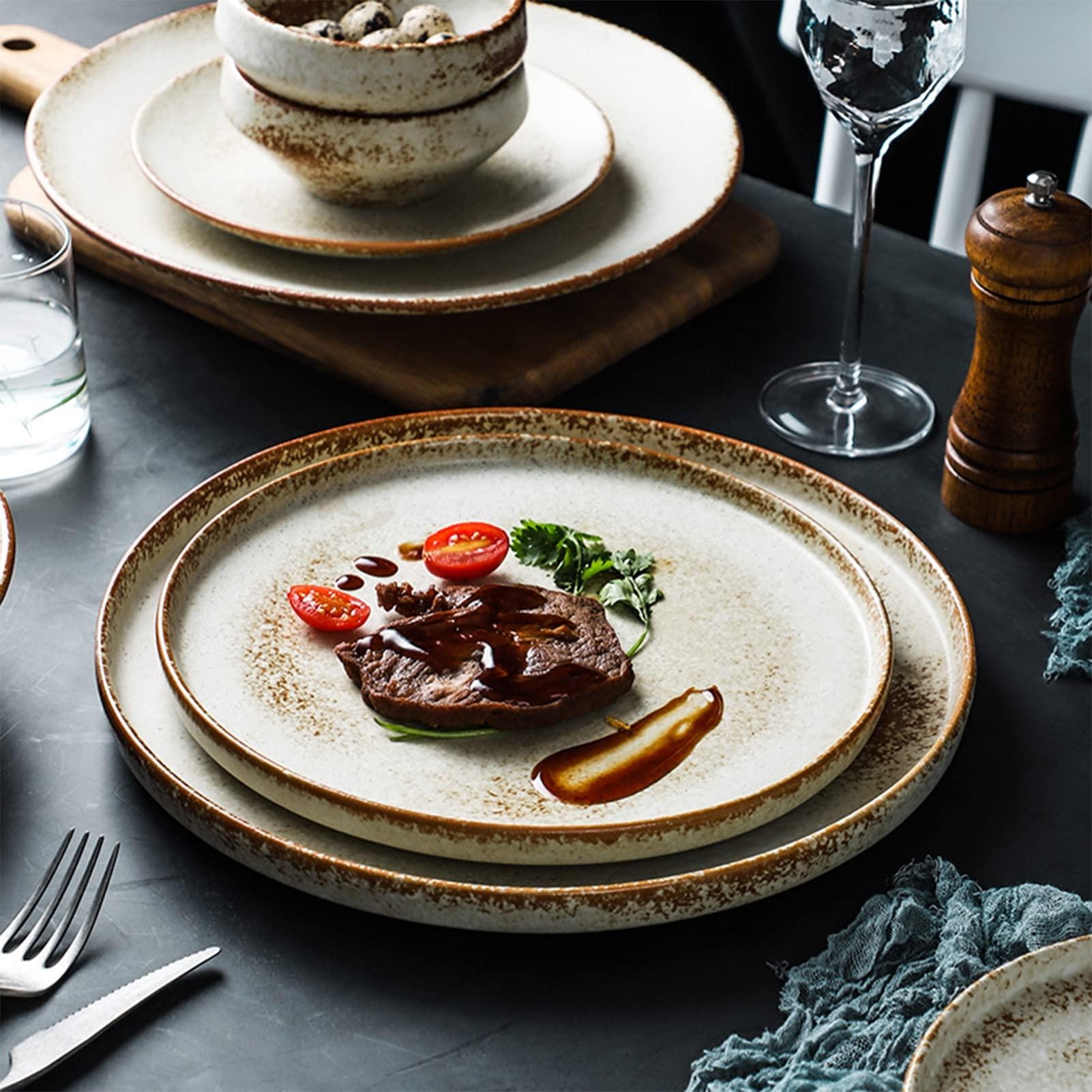 Brigtviee 60-Piece Dinnerware Set, Service for 8, Porcelain Dinnerware Sets, Kitchen Ceramics Plates and Bowls Sets, Dinner Set, Dishes Set, Tableware Set, Microwave and Dishwasher Safe