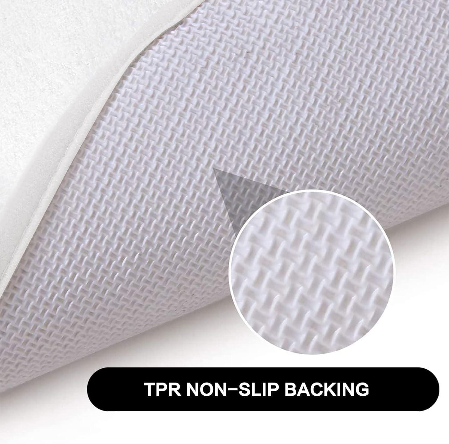 YLZBA Quadrant Curved Shower Mat White,Ultra Soft Microfiber Bathroom Carpet,Curved Bath Rug for Bathroom Microfibre Corner Shower Mats Non Slip,Washable Fanned Bath Tub Floor Carpet(45 * 100CM)