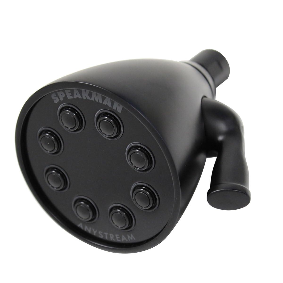 Speakman Speakman S-2251-MB Signature Icon Anystream High Pressure Adjustable Solid Brass Shower Head, 2.5 GPM, Matte Black
