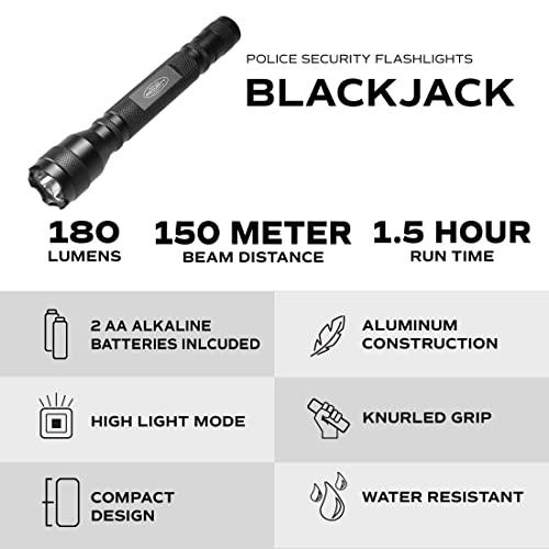 Police Security Flashlights Police Security Blackjack 2AA Flashlight - Tactical LED Ultra Bright - 140 Lumens - Small, Efficient, Rugged, & Dependable - Water Resistant - Everyday Carry