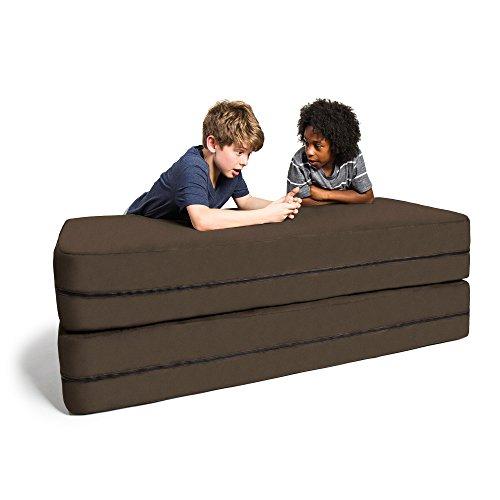 Jaxx Jaxx Zipline Sofa & Large Ottoman 3 in 1 Fold Out Sofa, Big Kids Edition, Chocolate