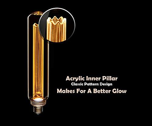 Next Glow Next Glow Decorative LED Light Bulb E26 Medium Base, Laser-Cut Inner Pillar 3.5W, Dimmable T60 Style Glow, Beautiful Home Decor Lighting for Kitchen, Pendant Fixtures. (Amber)