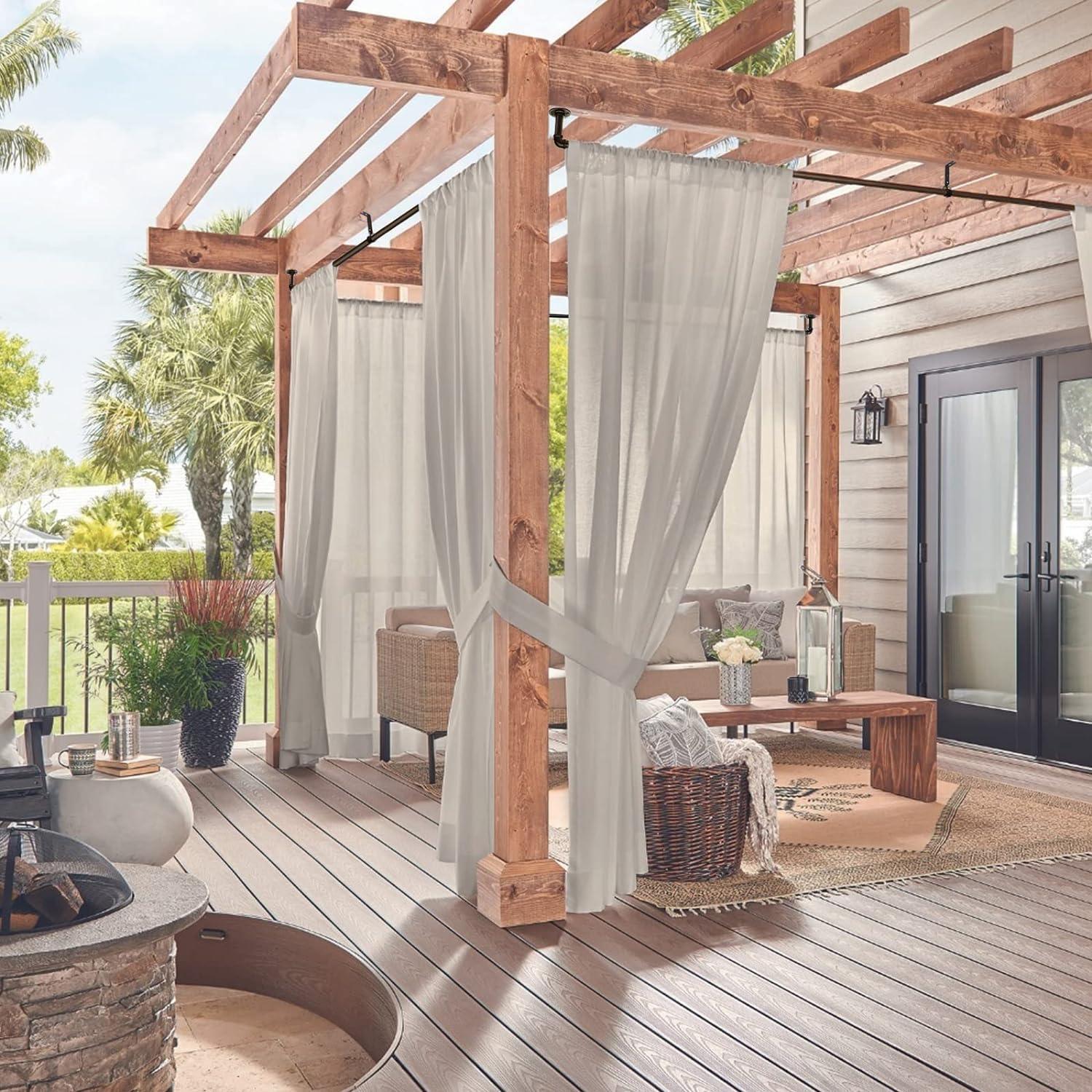 zeerobee Zeerobee Curtain Rods for Windows 120 to 240, 1 Inch Industrial Wrap Around Curtain Rod, Indoor/Outdoor Room Divider Adjustable Drapery Pole, 120"-240", Antique Bronze