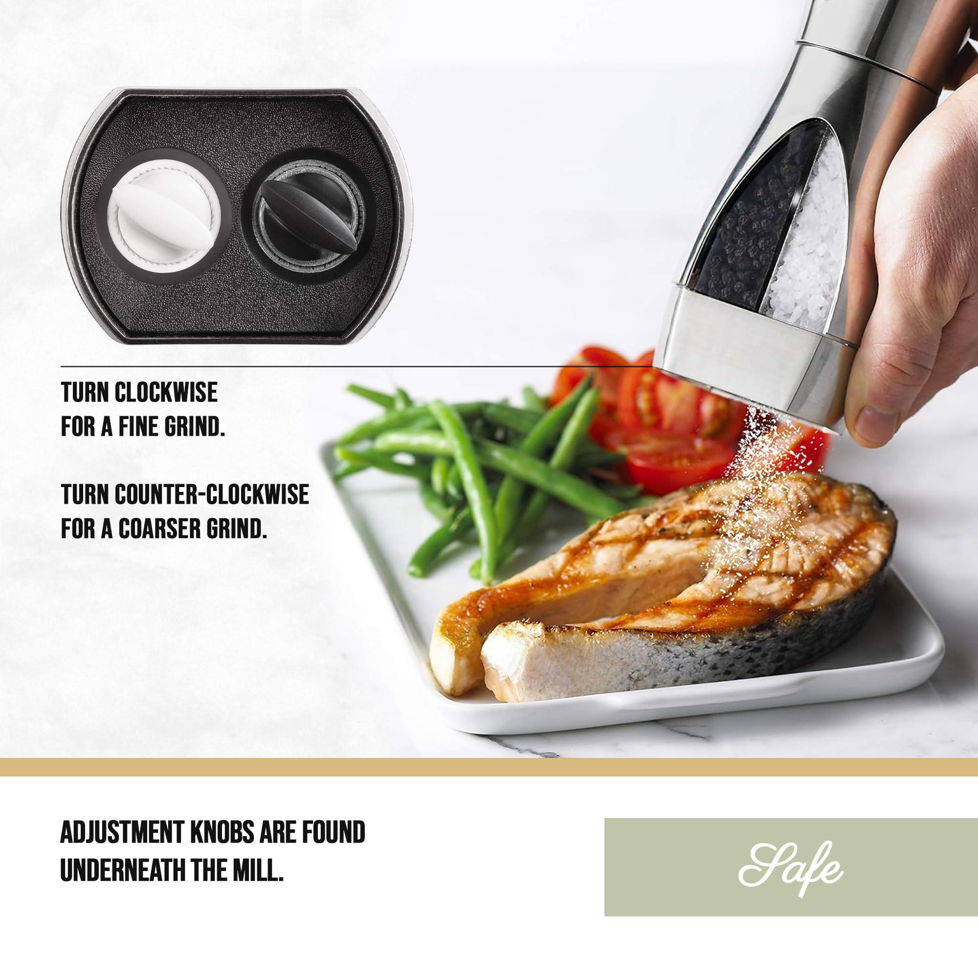 Trudeau Trudeau - 716451 Trudeau Stainless Steel Manual 2-in-1 Salt and Pepper Mill, 7.5 inches, Silver