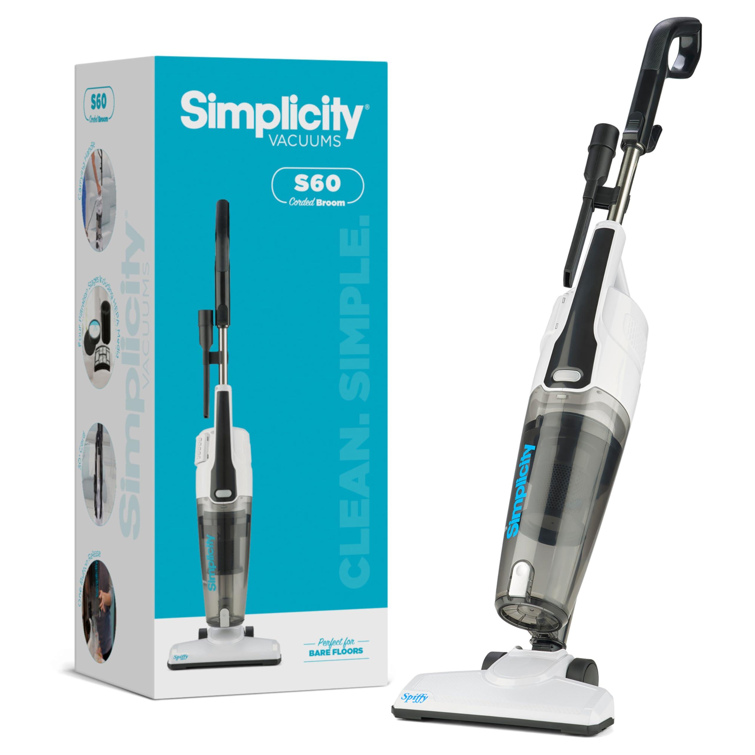 Simplicity Vacuums Simplicity Vacuums Corded Stick Vacuum Cleaner for Home, Bagless Vacuum with Two Speeds for Powerful Suction, Certified HEPA Vacuum, Ideal Vacuum for Hardwood and Tile Floors, S60 Spiffy