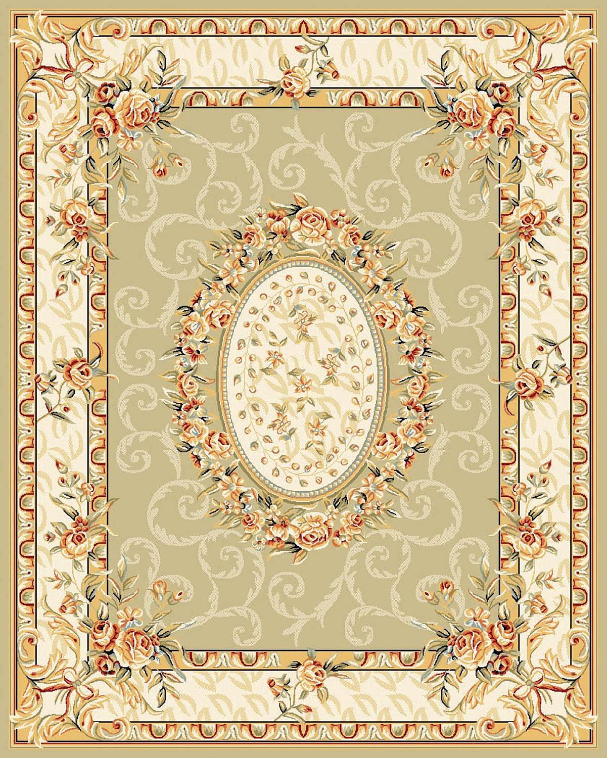 Safavieh SAFAVIEH Lyndhurst Collection Area Rug - 6' x 9', Sage & Ivory, Traditional European Medallion Design, Non-Shedding & Easy Care, Ideal for High Traffic Areas in Living Room, Bedroom (LNH328B)