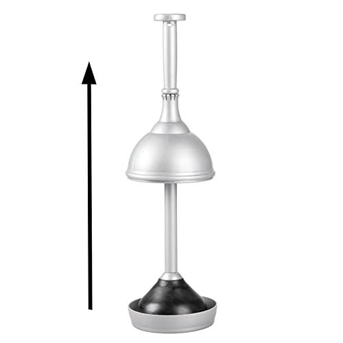 mDesign mDesign Plastic Modern Compact Toilet Plunger and Toilet Bowl Brush for Bathroom Storage Organization - Sturdy, Heavy Duty, Deep Cleaning Accessories - Hyde Collection - Set of 2 - Silver