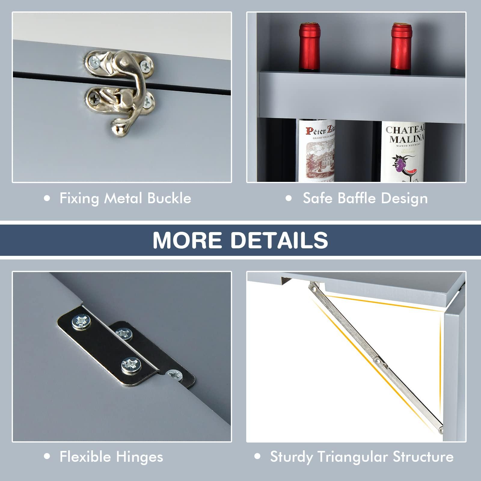 IFANNY IFANNY Folding Wall Desk, Wall Mounted Fold Out Desk with Storage Shelves & Hooks, Hideaway Desk Wall Mount with Chalkboard, Floating Corner Desk for Small Spaces (Gray)