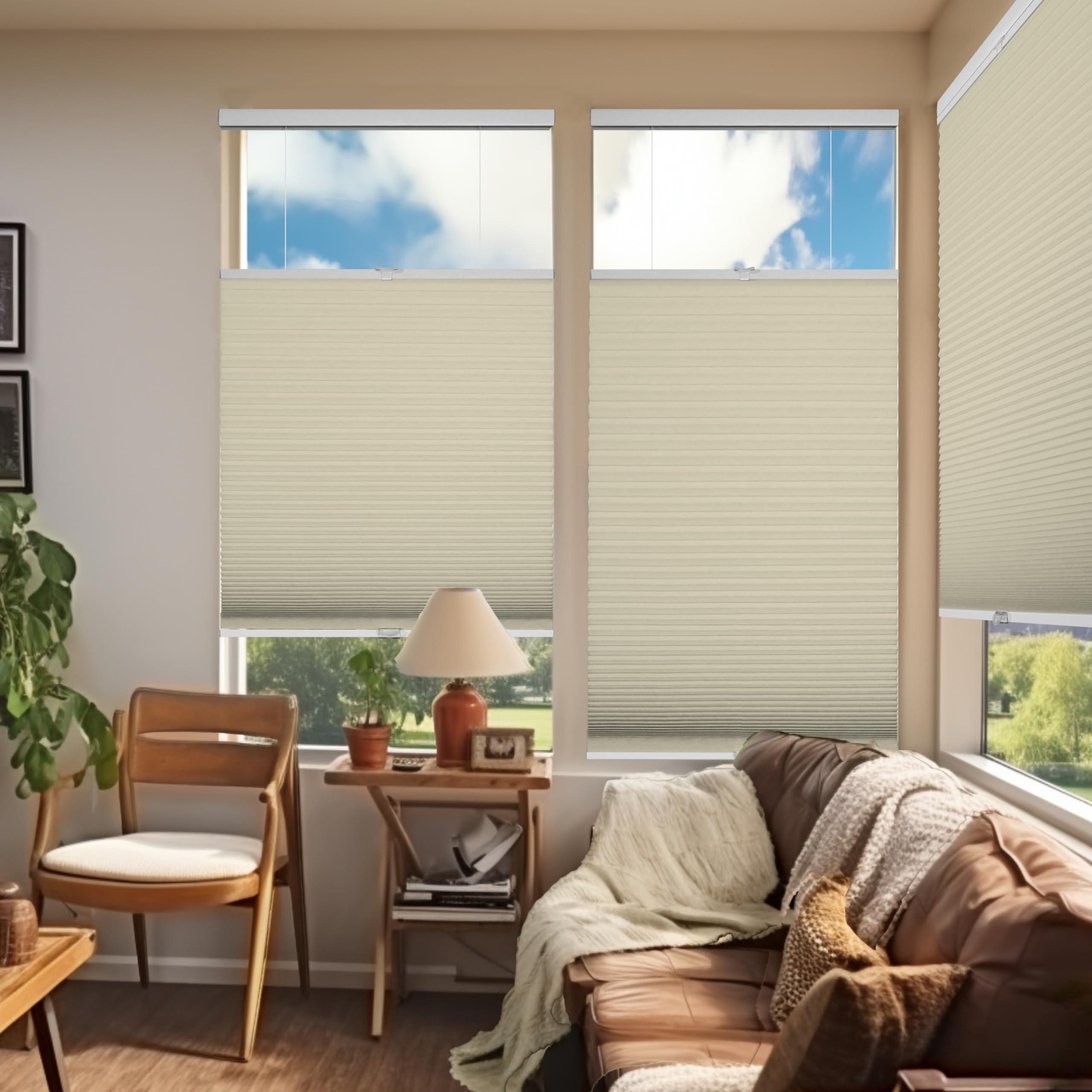 CHICOLOGY CHICOLOGY Home Dcor, Window Treatments, Cellular Shades, Cellular Window Shades, Blinds, Blinds & Shades, Shades for Indoor Windows, Top Down Bottom Up Shade, Beige Blackout, 26" W X 72" H