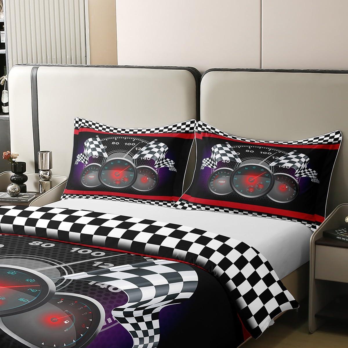Castle Fairy Castle Fairy Full Size Duvet Cover Set Racing Car Theme Comforter Cover Set 100% Pure Cotton Extreme Sports Duvet Cover Set Black White Checkered Flag Bedding Set 3 Pcs(No Comforter)