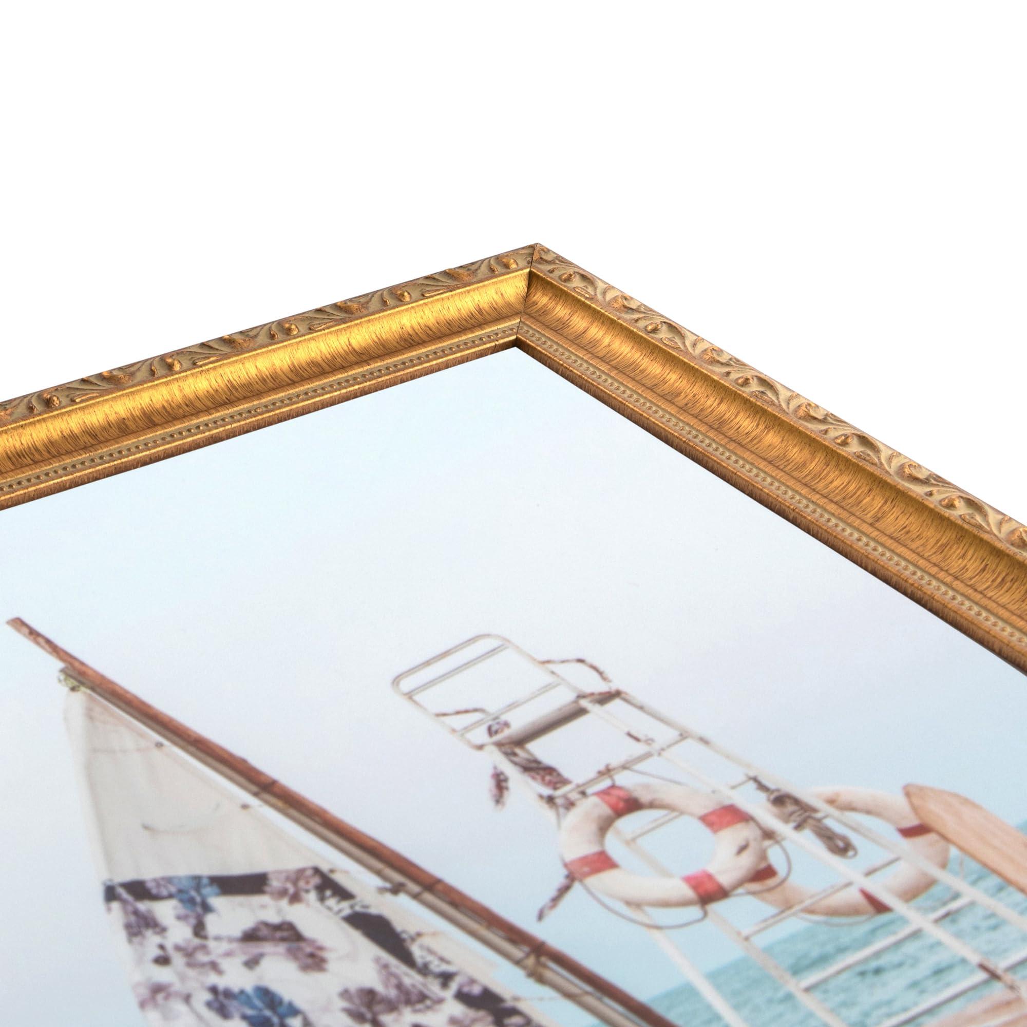 ArtToFrames ArtToFrames 20x24 Inch Gold Picture Frame, 5 - Pack, This 1.40 inch Custom Wood Poster Frame is Gold with Beads, Comes with Economy Acrylic (Frame_Pack_5_D10051-20x24)
