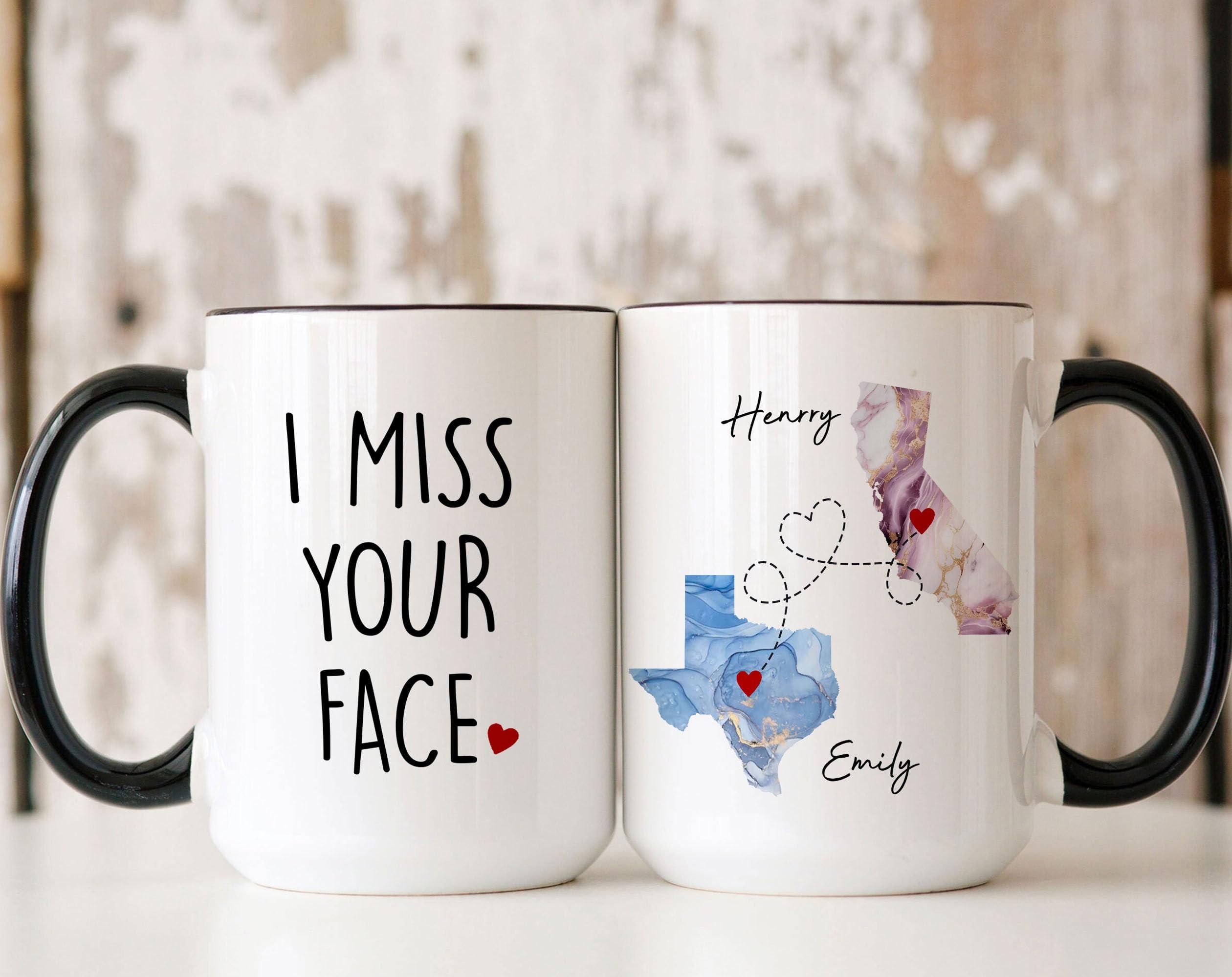 DALATSO I Miss Your Face Mug, Best Friends Coffee Mug, Custom Mugs With Names, Christmas Birthday Gifts For Women, Friendship Funny Mug, Long Distance Mug, Moving Away Gifts For Best Friend Sisters Mom Gifts