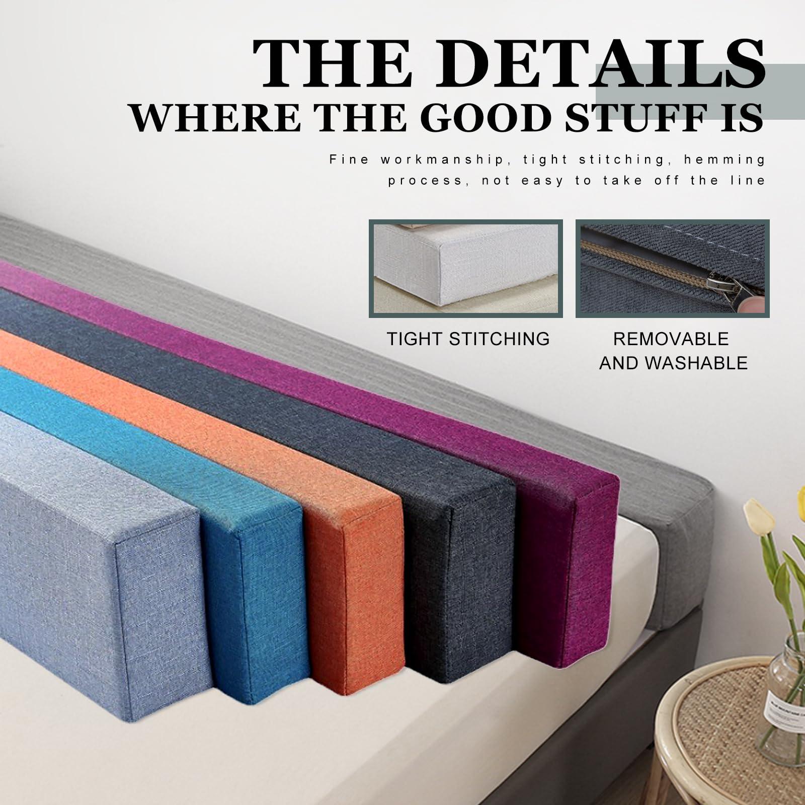 WUIOYNF Bed Gap Filler, Mattress Extender for Full/Twin/Queen/Cal King/King Bed, Headboard Pillow Between Headboard and Mattress or Wall, High-Density Sponge with Removable Cover(Light Purple76*4*8in)