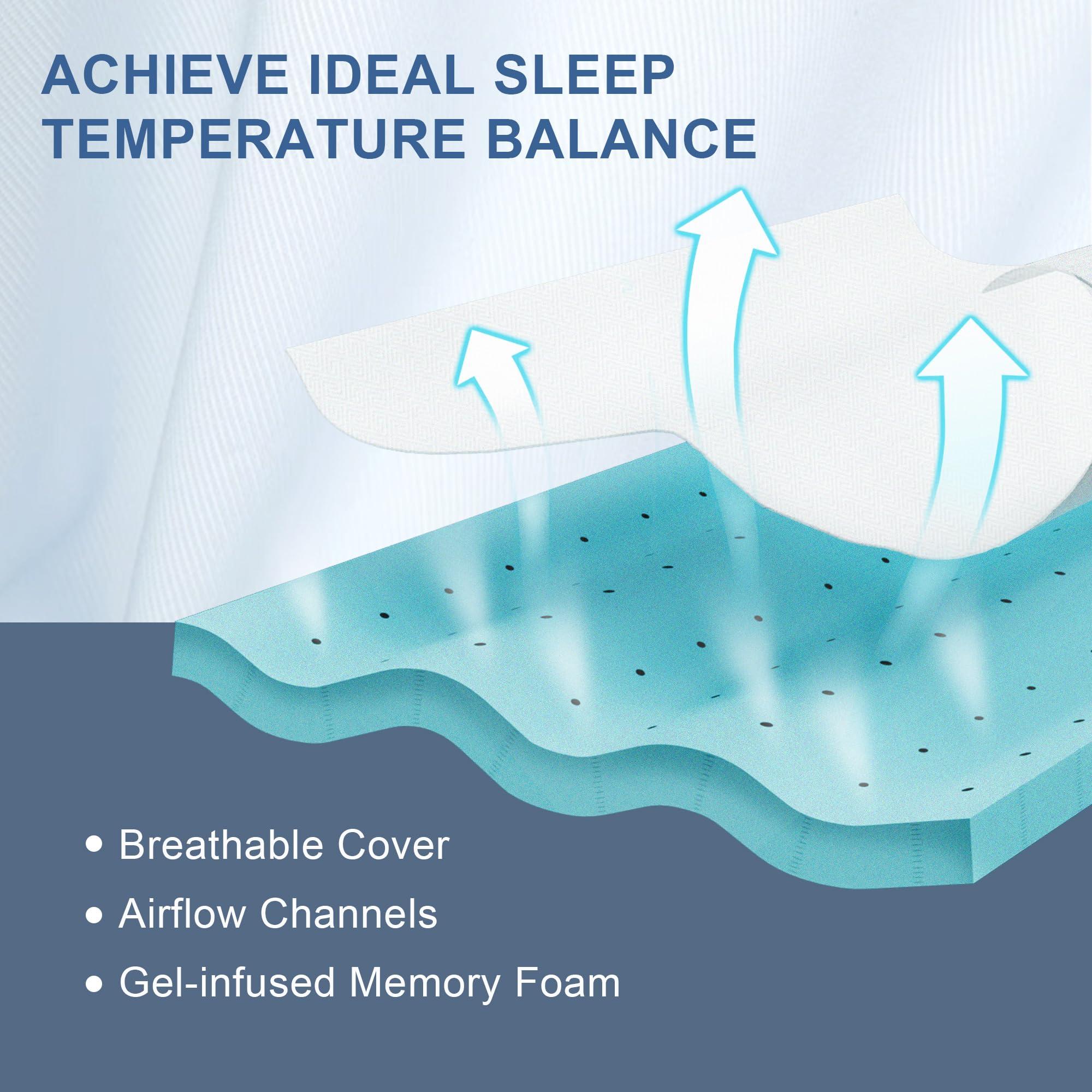 Eiayeebil Eiayeebil 2 Inch Memory Foam Mattress Topper Twin XL, Memory Foam Pad with Removable & Washable Cover, Bed Topper for Back Pain, Non-Slip Ventilated Design, Twin XL Size